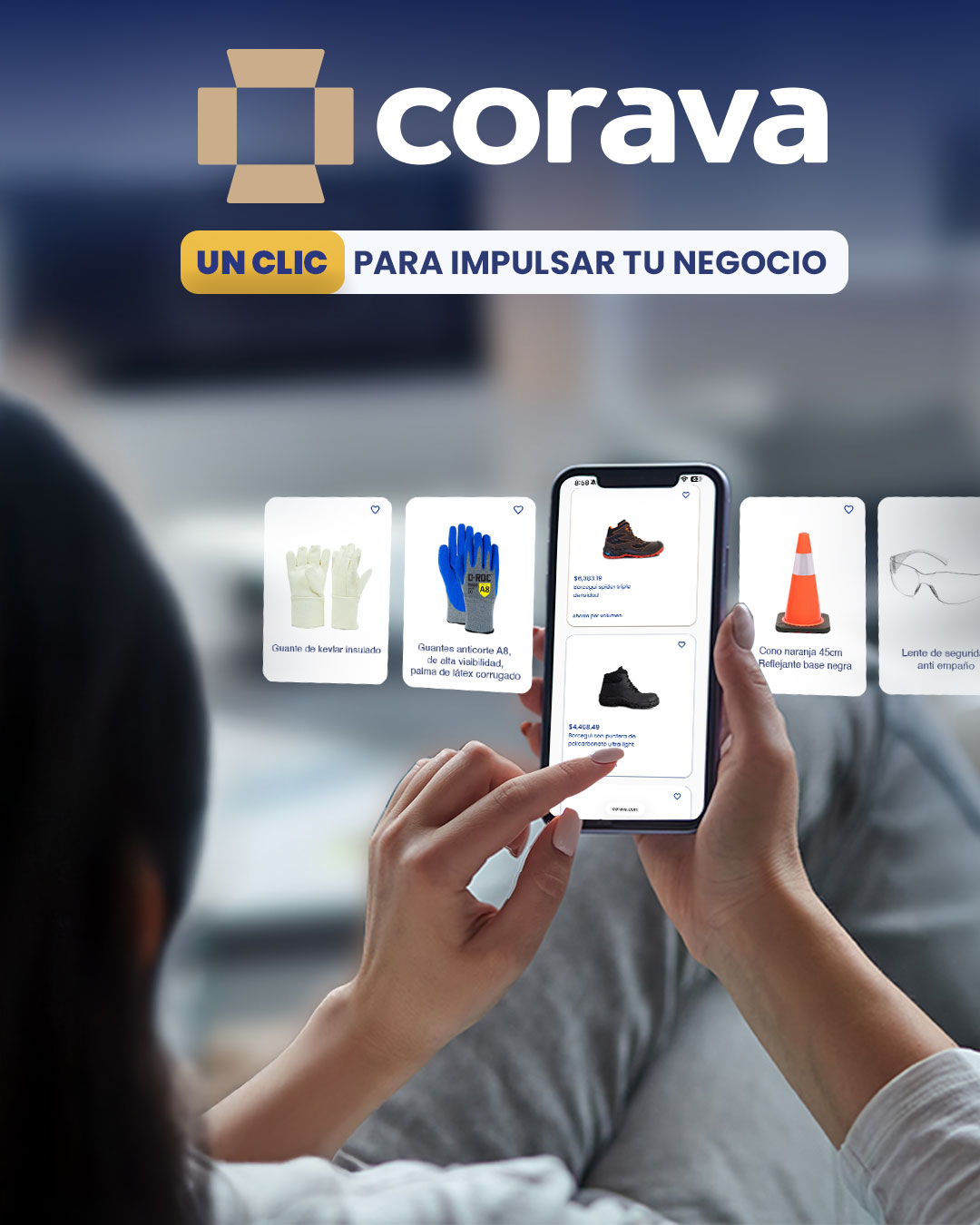 Coravashop Facebook ad: Seguridad industrial y herramientas | Corava