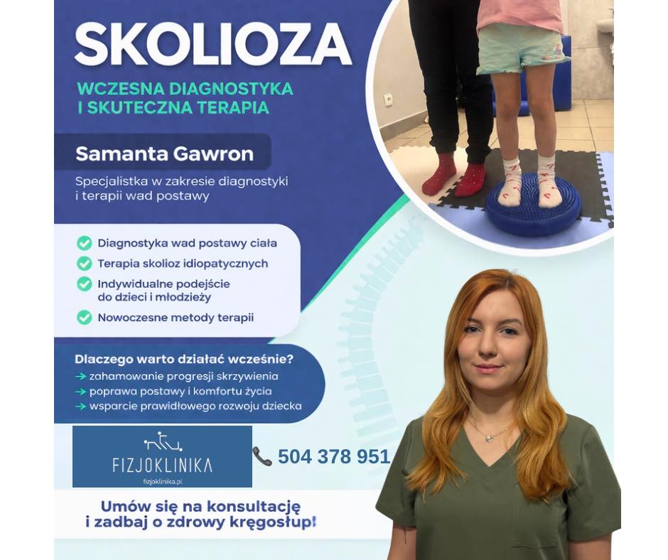 Fizjoterapia Paulina Teodorowicz Facebook ad: Czy wiesz, że wczesne wykrycie skoliozy może zatrzymać…