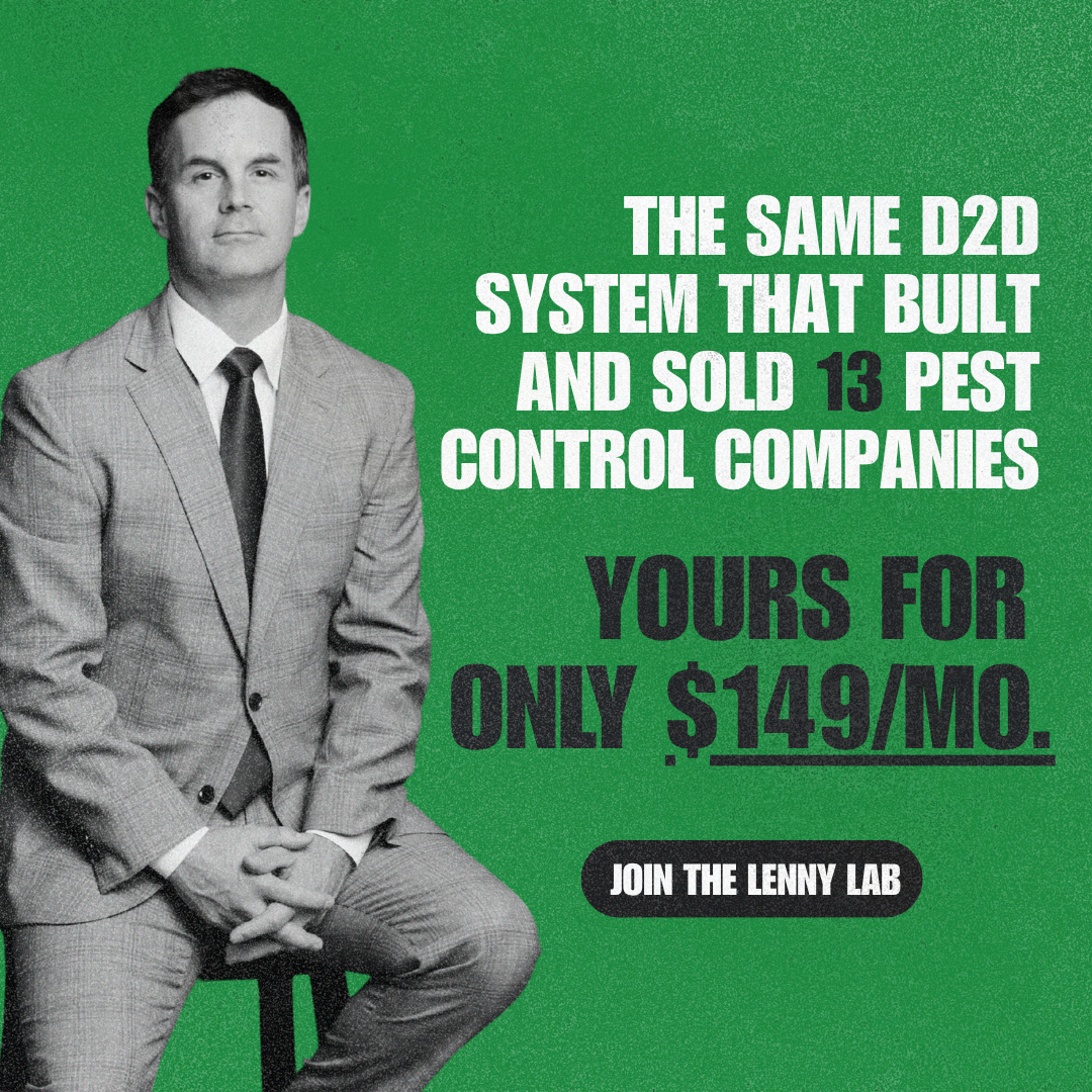 D2D Millionaire Facebook ad: The Lenny Lab: D2D Pest Control Sales Training