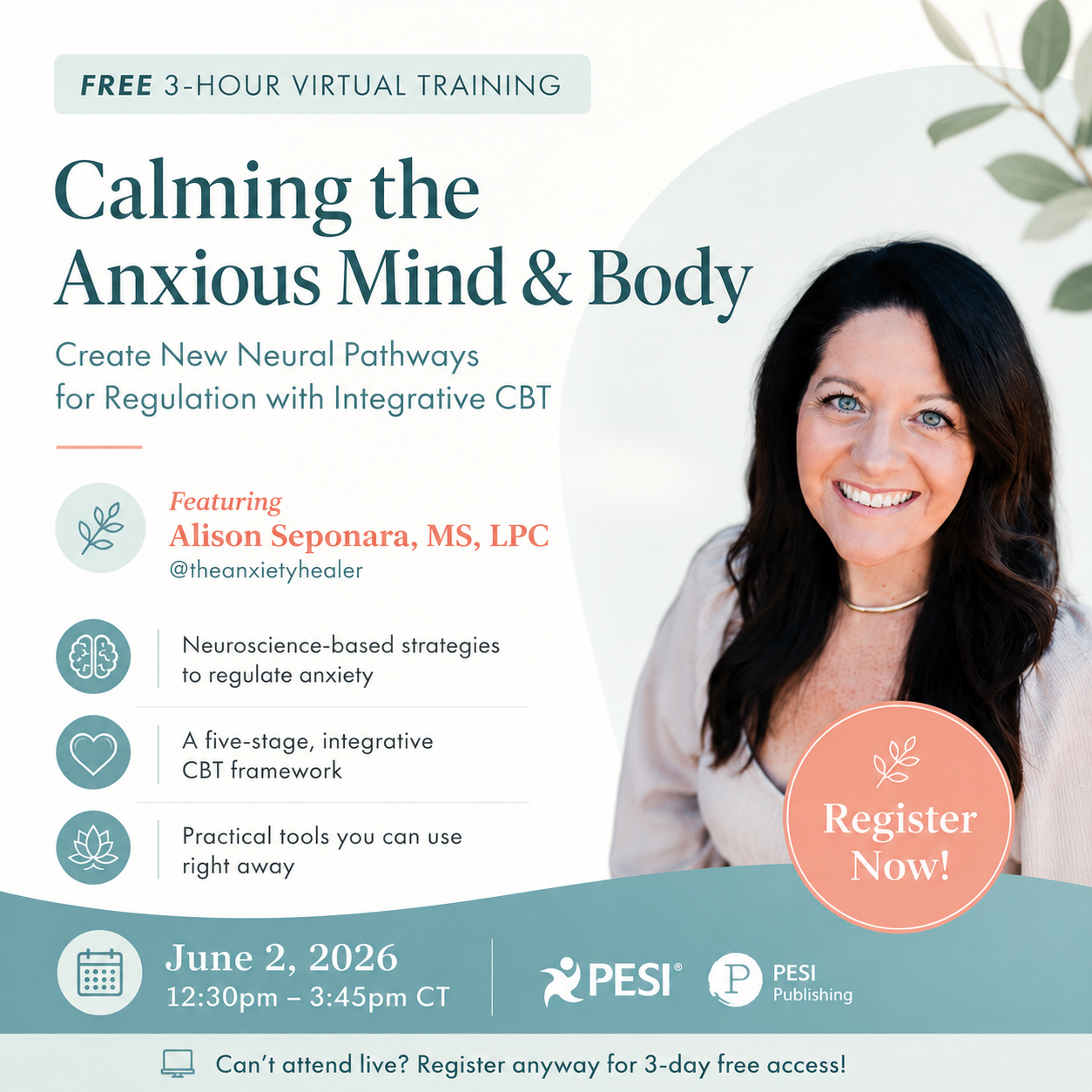 Mental Health Education - TST Facebook ad: Free Workshop: Calming the Anxious Mind & Body