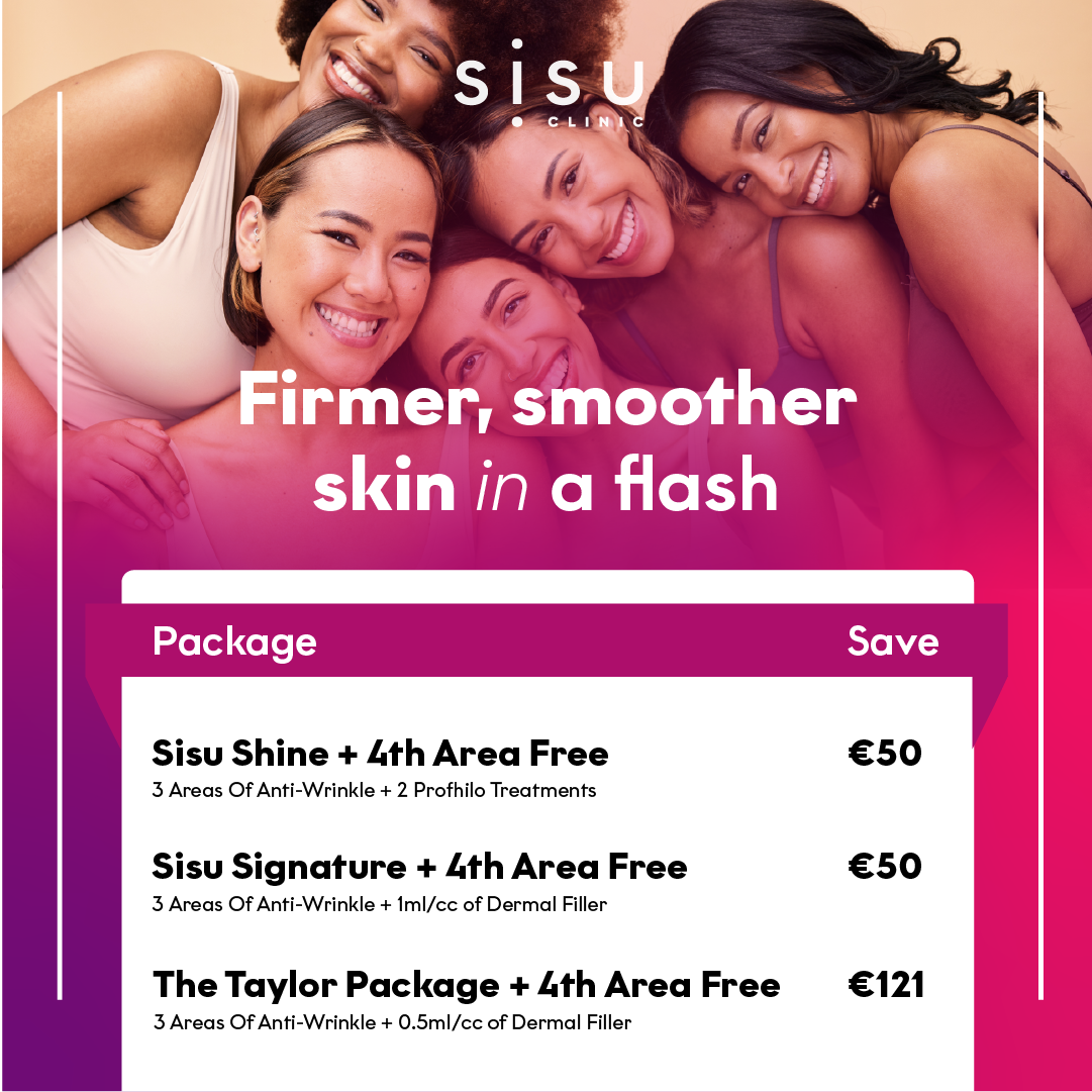 Sisu Clinic - Ireland & U.K Facebook ad: Firmer, smoother, more radiant skin, in a flash!