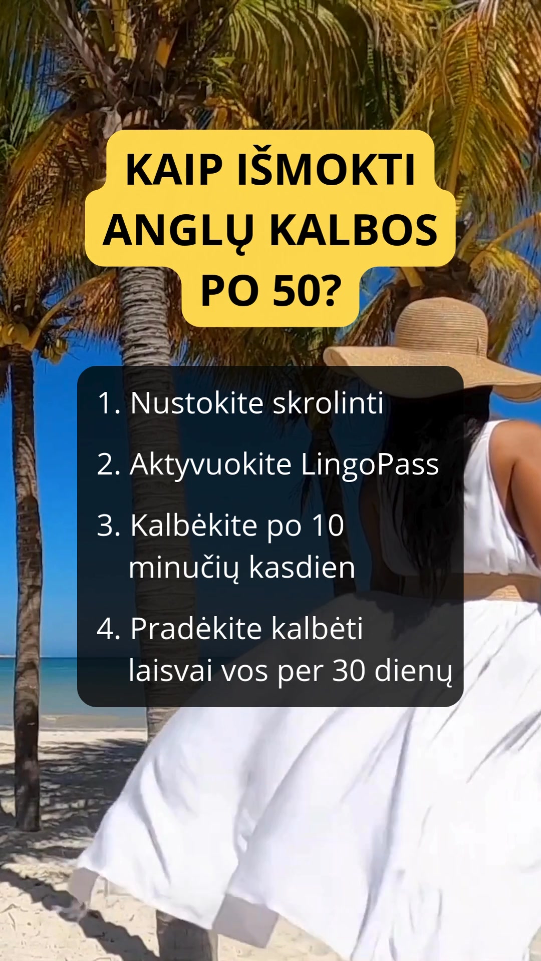 LingoPass Facebook ad: Anglų kalba suaugusiems per 30 dienų