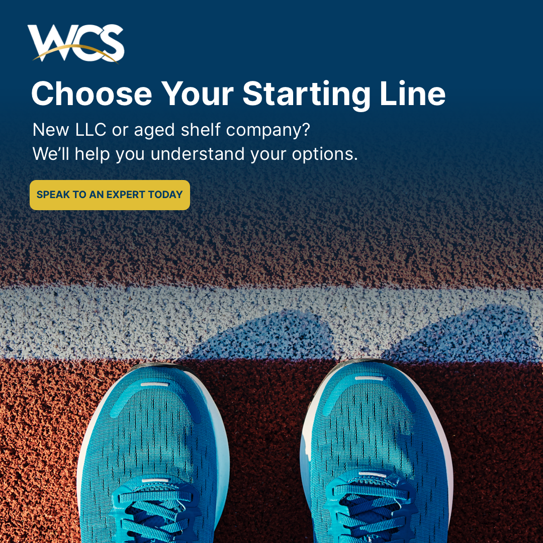 Wyoming Corporate Services Inc. Facebook ad: New LLC or Aged Shelf Corporation?