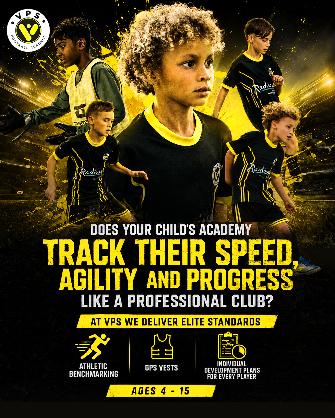 Victory Pro Sports Academy Facebook ad: VPS FOOTBALL ACADEMY TRIALS IS NOW OPEN
