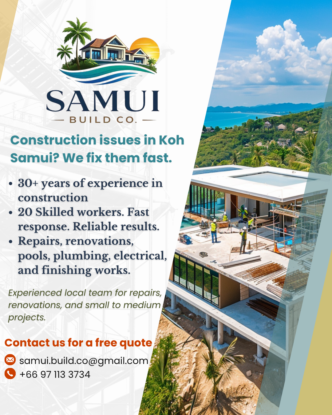 Samui build.co Facebook ad: Work with real experts