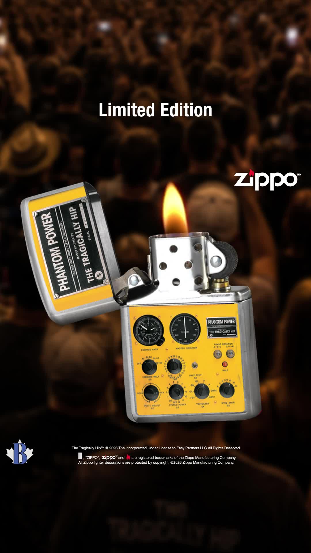 The Bradford Exchange Canada Facebook ad: The Tragically Hip Zippo Lighter Collection