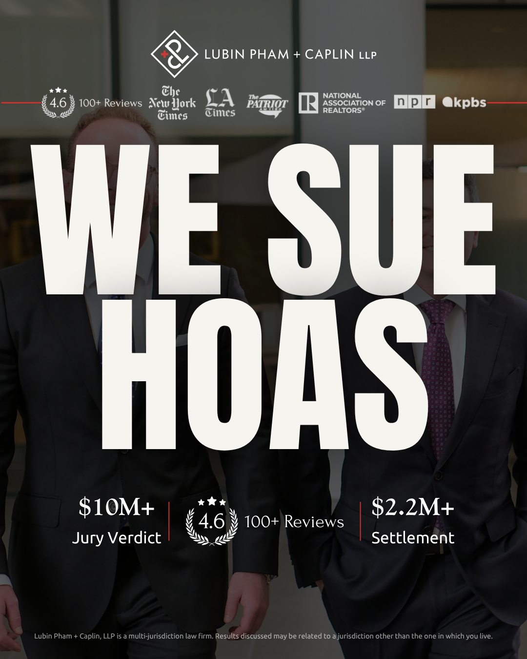 Lubin Pham + Caplin LLP Facebook ad: We Don’t Just Fight HOAs-We Beat Them.