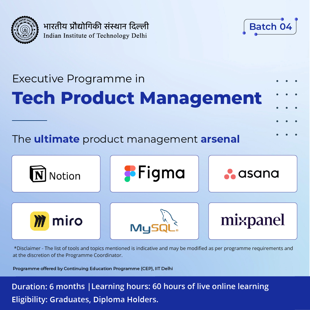 IIT Delhi - Executive Programme in Tech Product Management Facebook ad: IIT Delhi Executive Programme for Tech Product Management