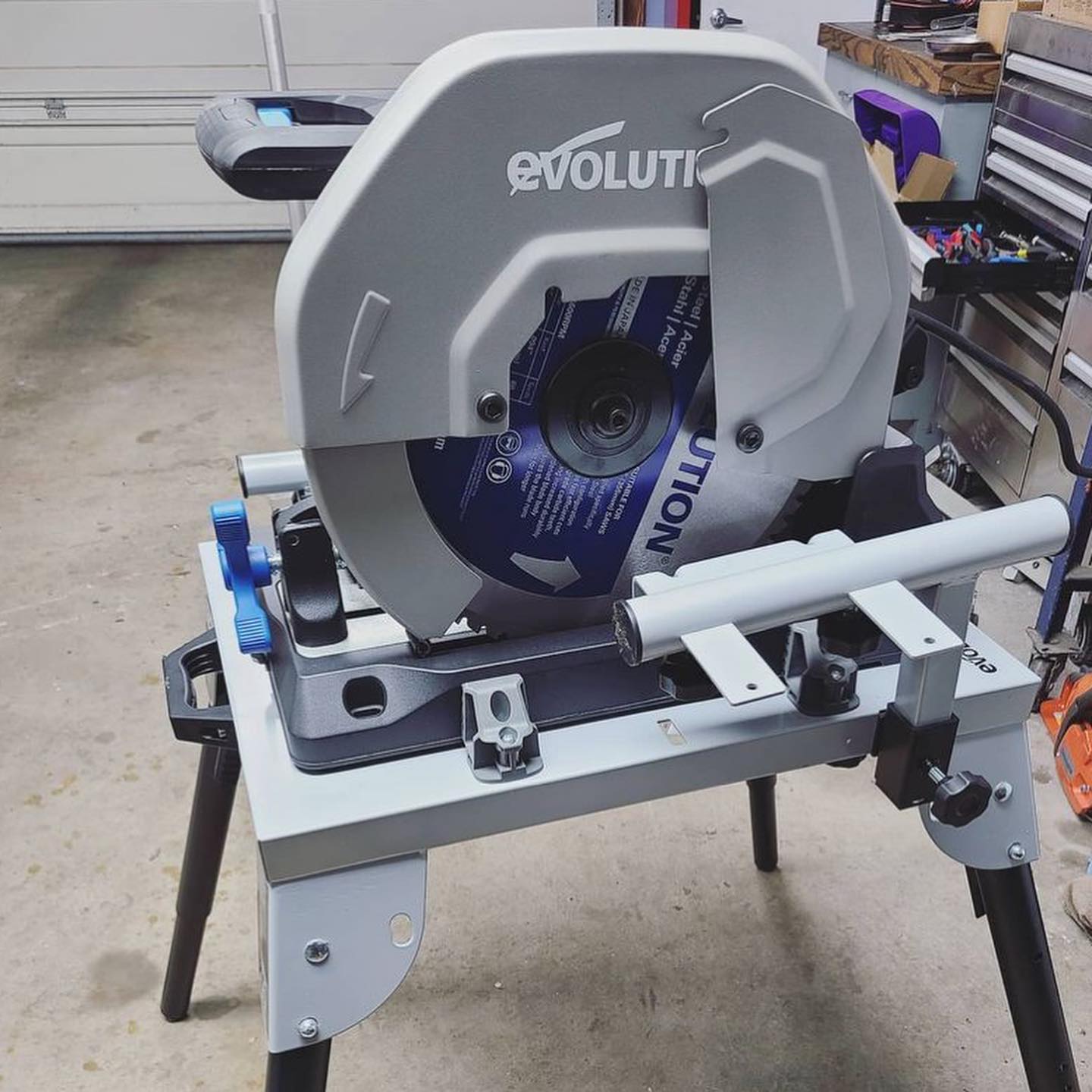 Evolution Power Tools - USA Facebook ad: Evolution Chop Saw & Stand