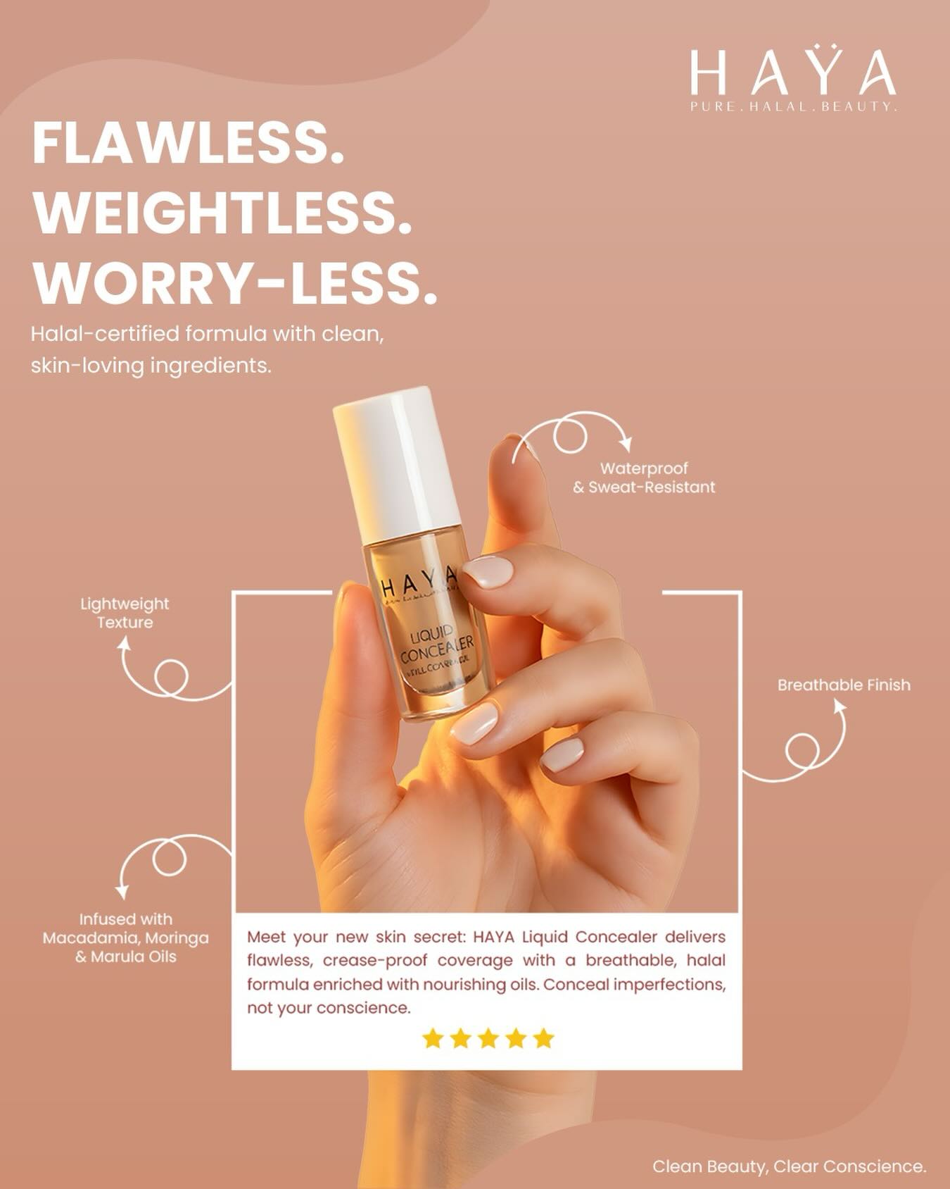 Haya Beauty Facebook ad: Weightless on the skin, high coverage where it…