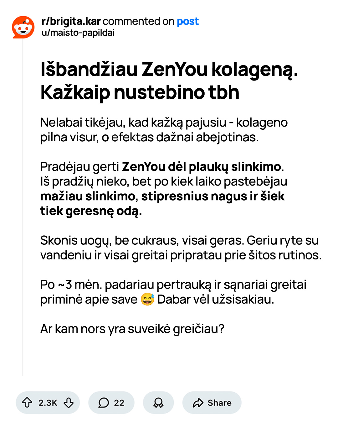 Ilgaamžiškumo ABC Facebook ad: Kolagenas, kurį pamilo VISI