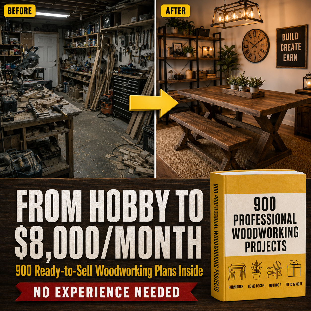 Carlos Woodworking: Furniture Guides Facebook ad: +900 Woodworking Furniture Plans