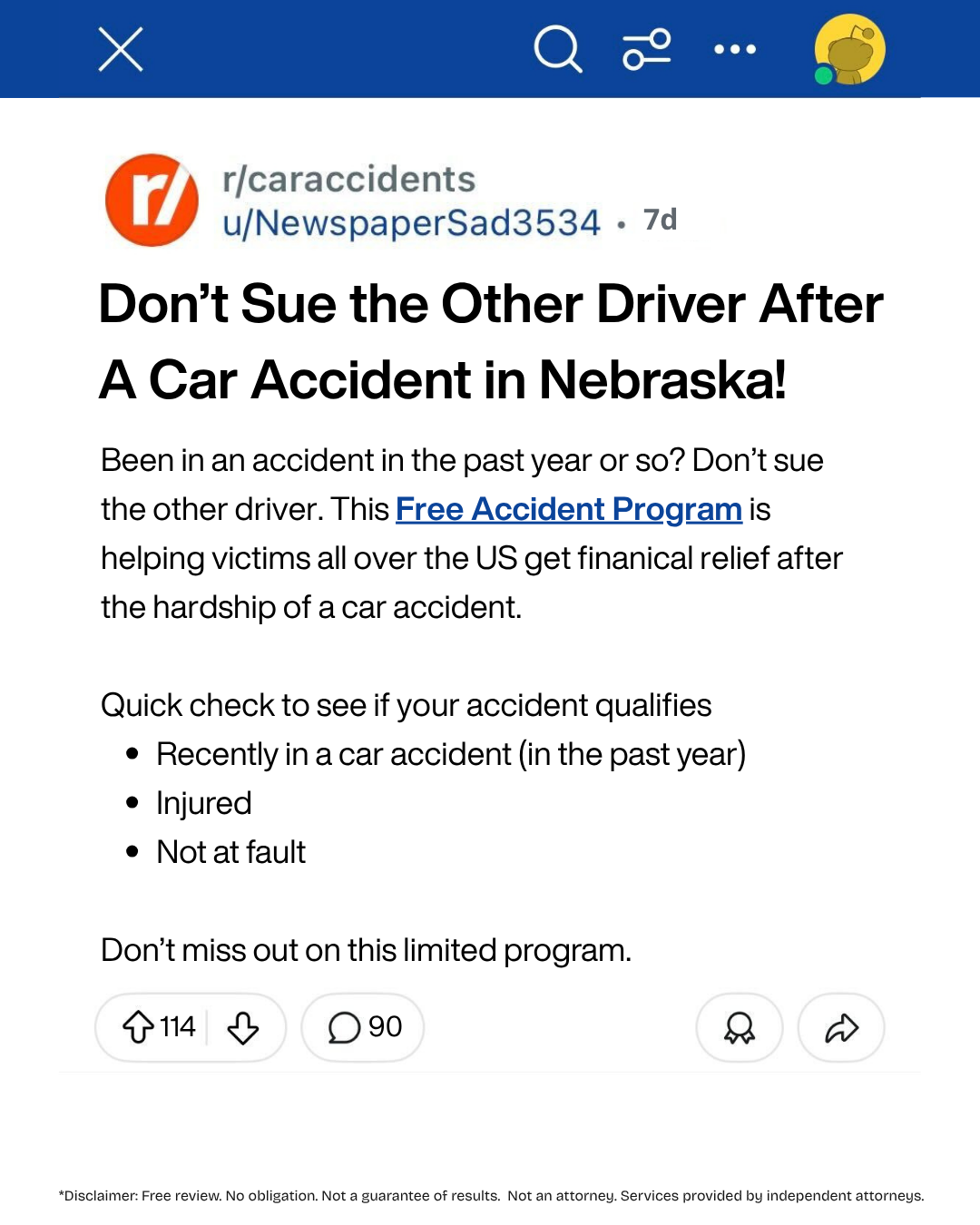 Accident Aid Services Facebook ad