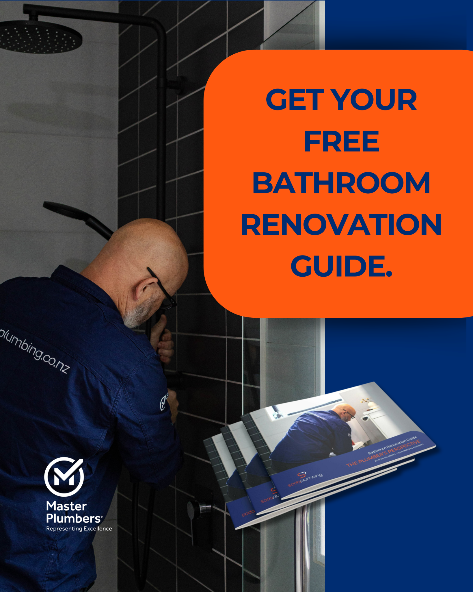 Soda Plumbing Facebook ad: Free Bathroom Renovation Guide