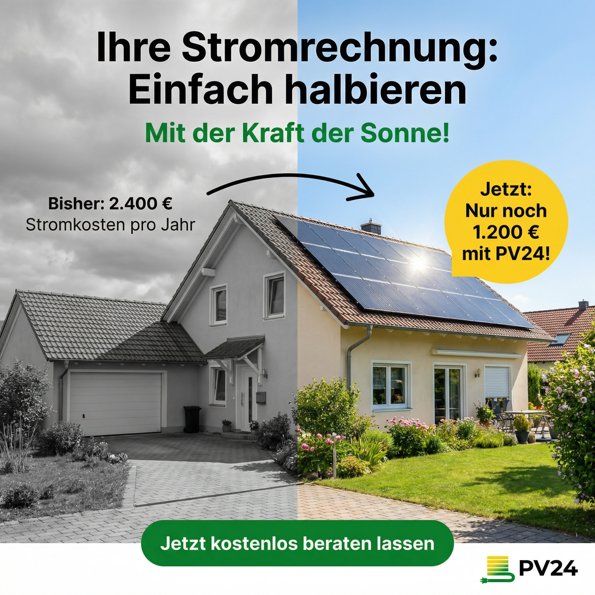 PV24 GmbH Facebook ad: Sichere dir deine PV-Anlage vom regionalen Experten