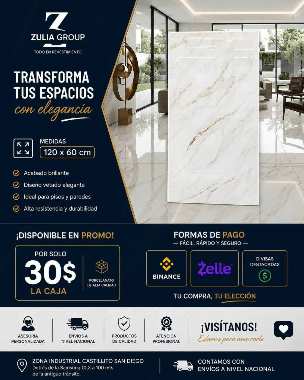 Erimar Paredes Facebook ad: Porcelanato 60x120 Variedad de modelos