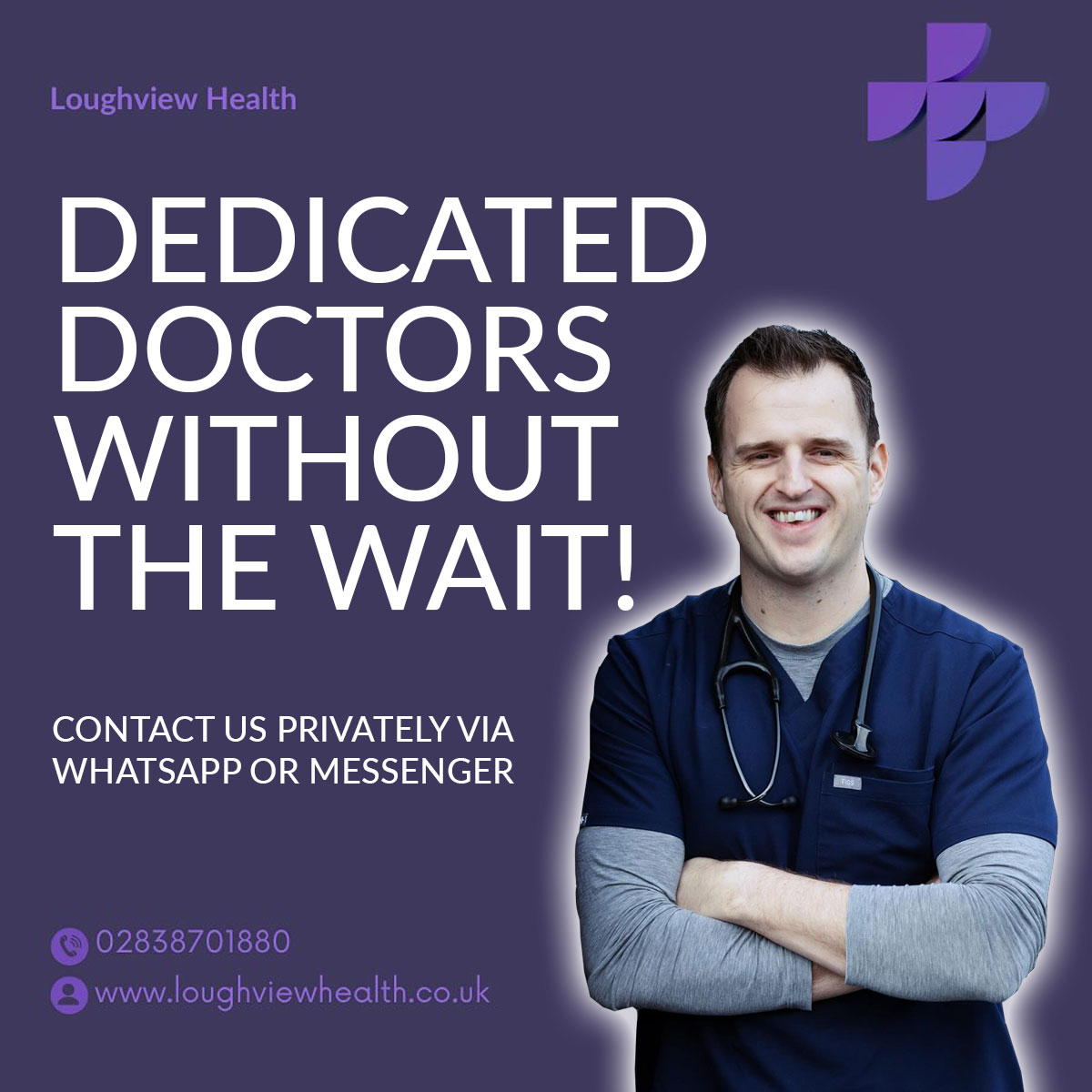 Loughview Health - Private GP Facebook ad: PEACE OF MIND FROM ONLY £37.99 per month