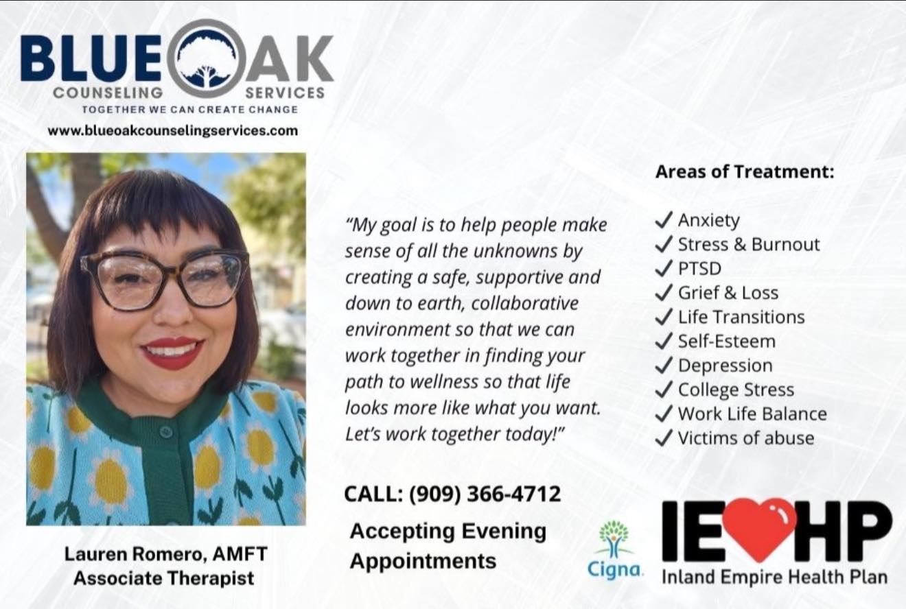 Blue Oak Counseling Services Facebook ad: Online Therapy for Adults & Teens in California | Blue Oak…