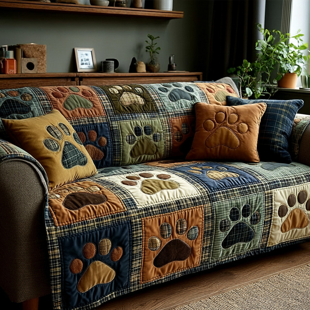 Vantique Quilts & Artistry Facebook ad: Love Paw Quilted Sofa Cover NCU0NT11193