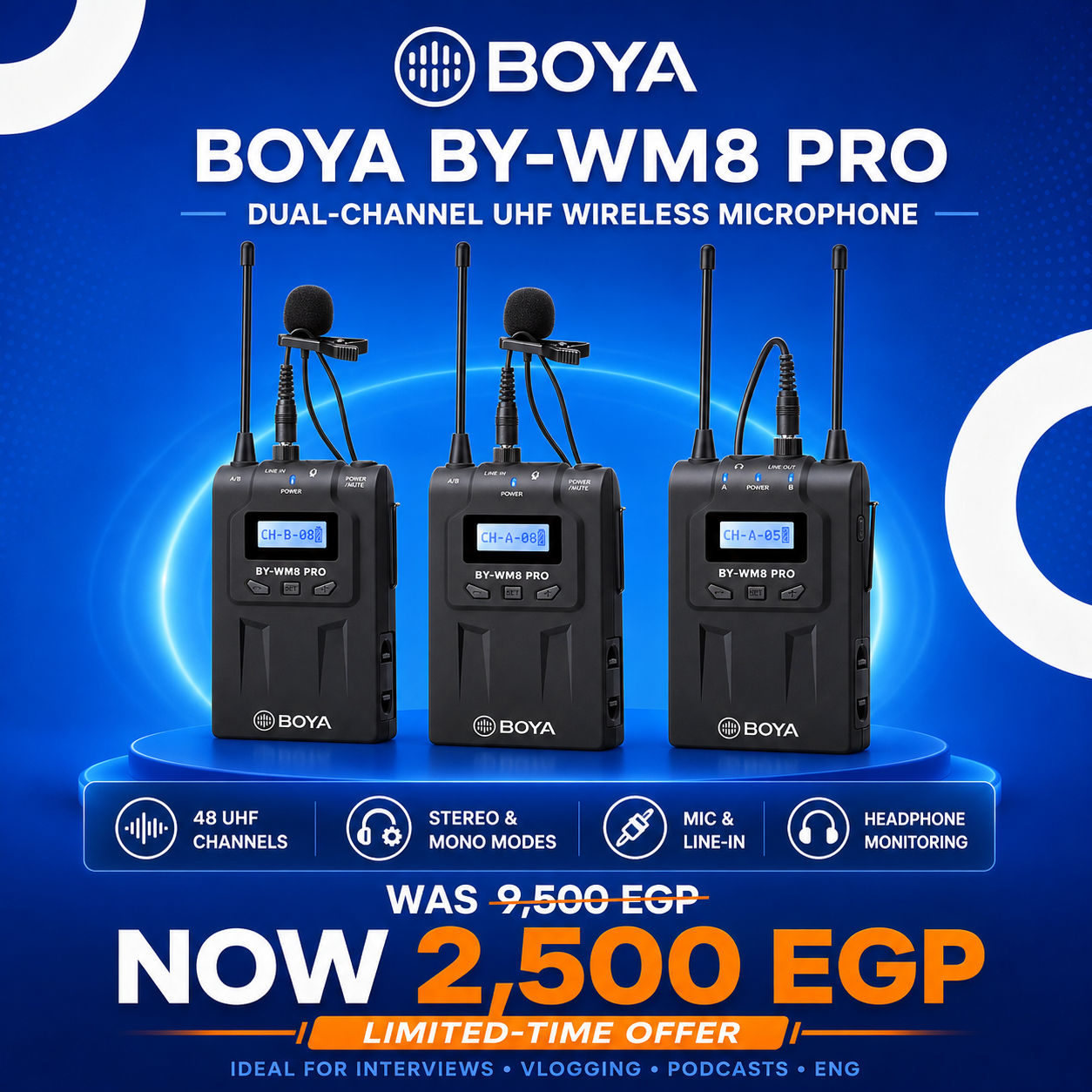 Boya Egypt Facebook ad: Up to 80% Off BOYA UHF Microphones