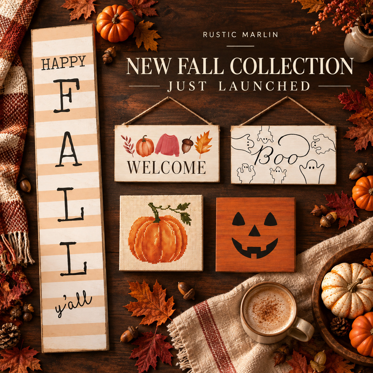 Rustic Marlin Facebook ad: Bring fall to your table.