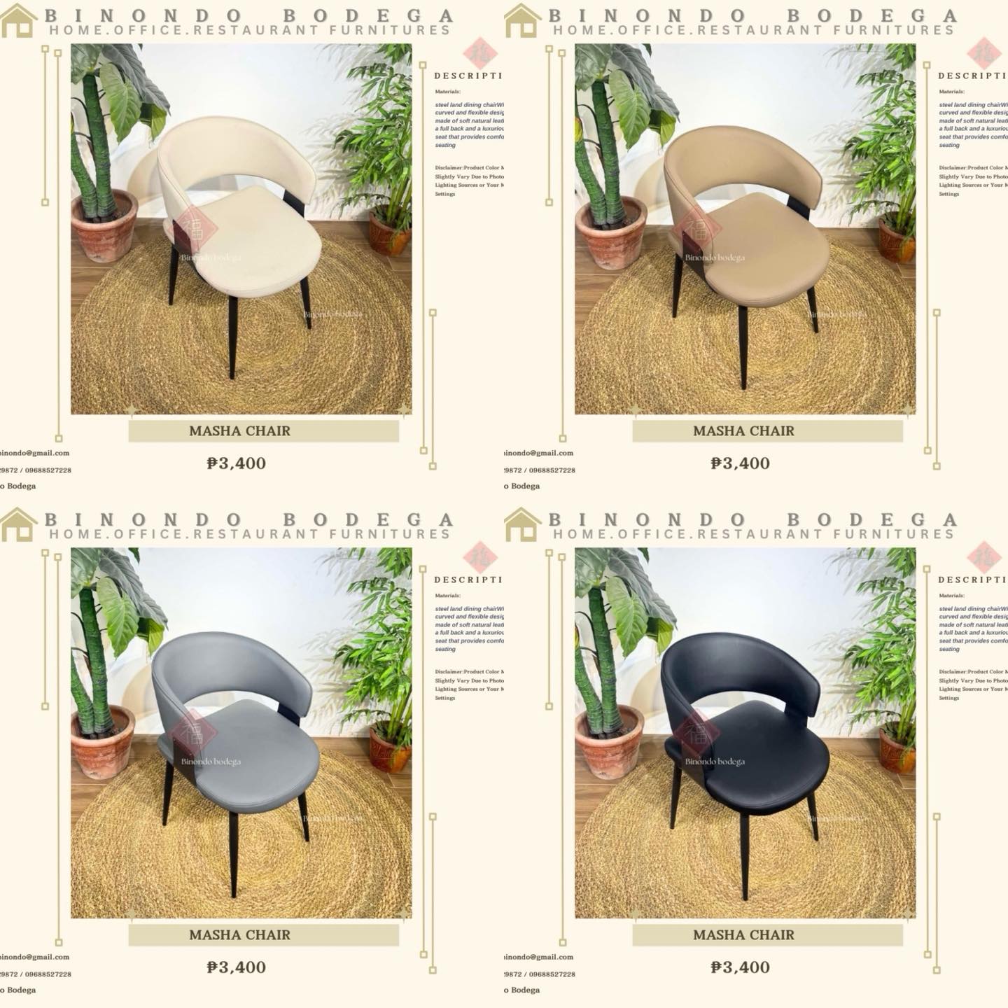 Binondo Bodega Facebook ad: LEATHER CHAIRS & TABLE SET