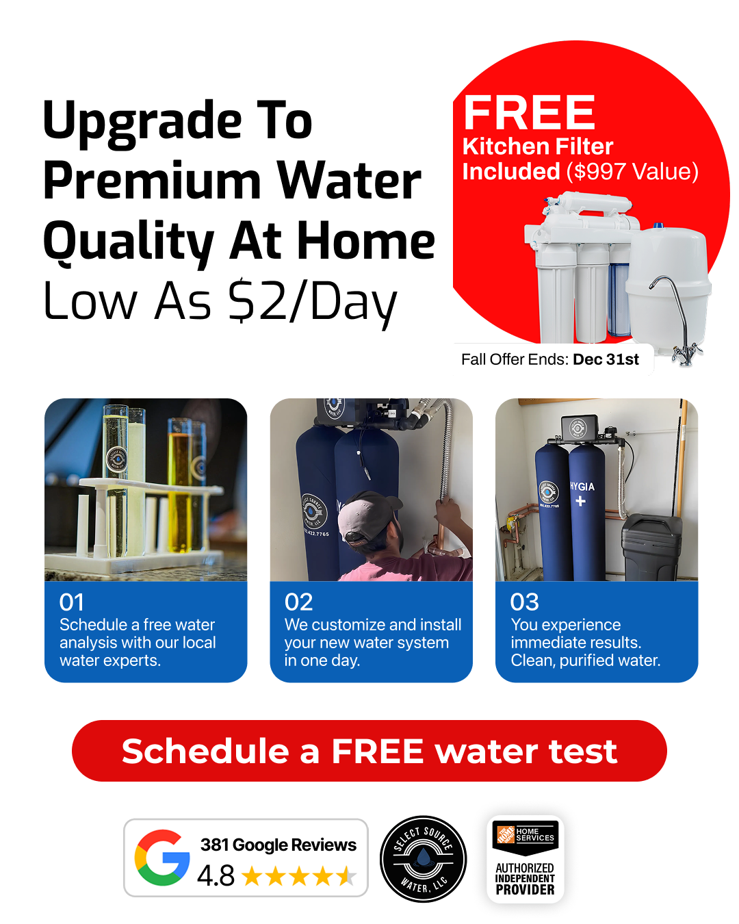 Select Source Water, LLC Facebook ad from Oct 22, 2025