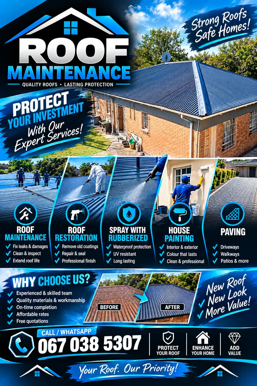 Roof maintenance Facebook ad from Sep 13, 2026