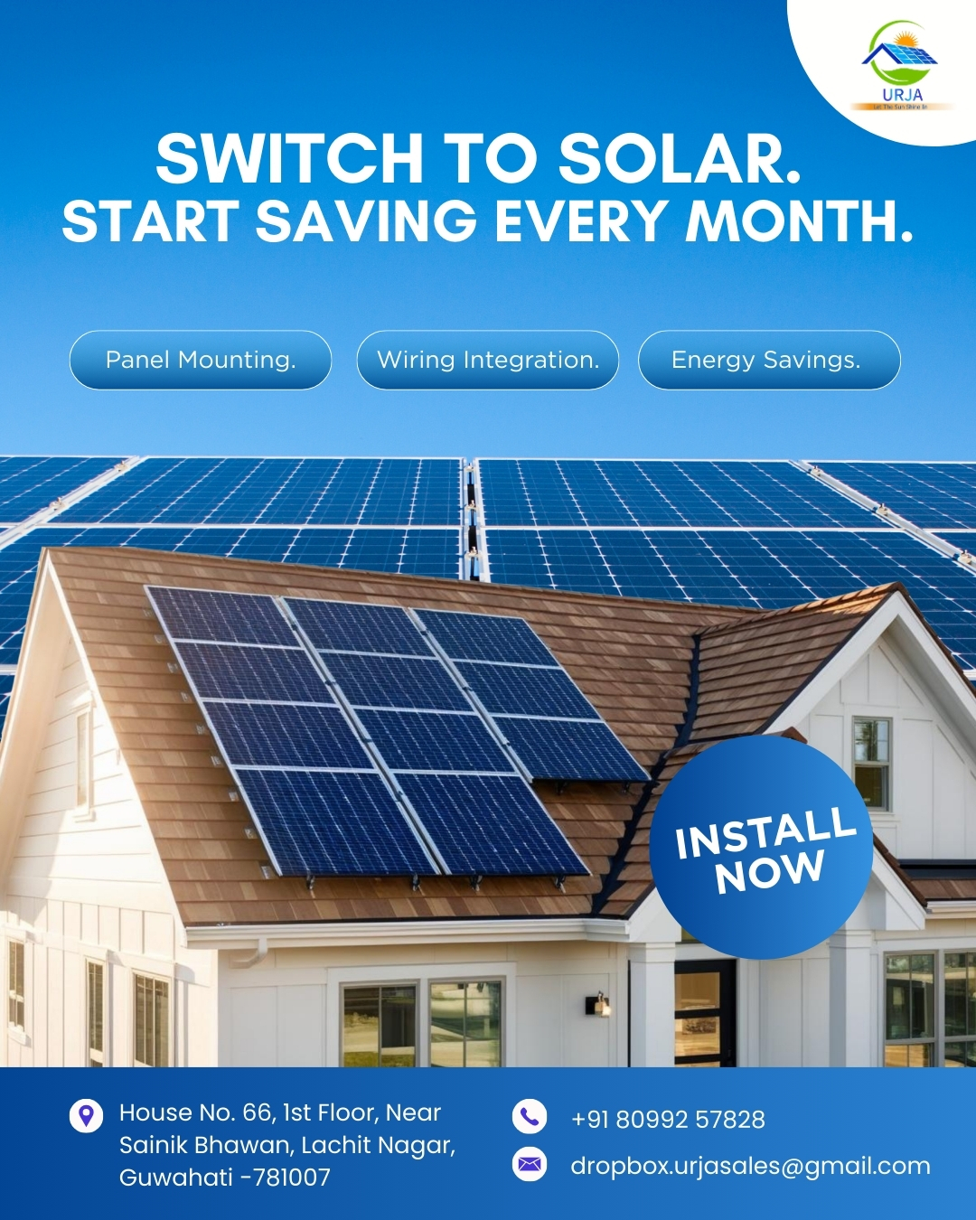 Urja Solar Facebook ad: Install Solar for Your Home & Cut Electricity Bills