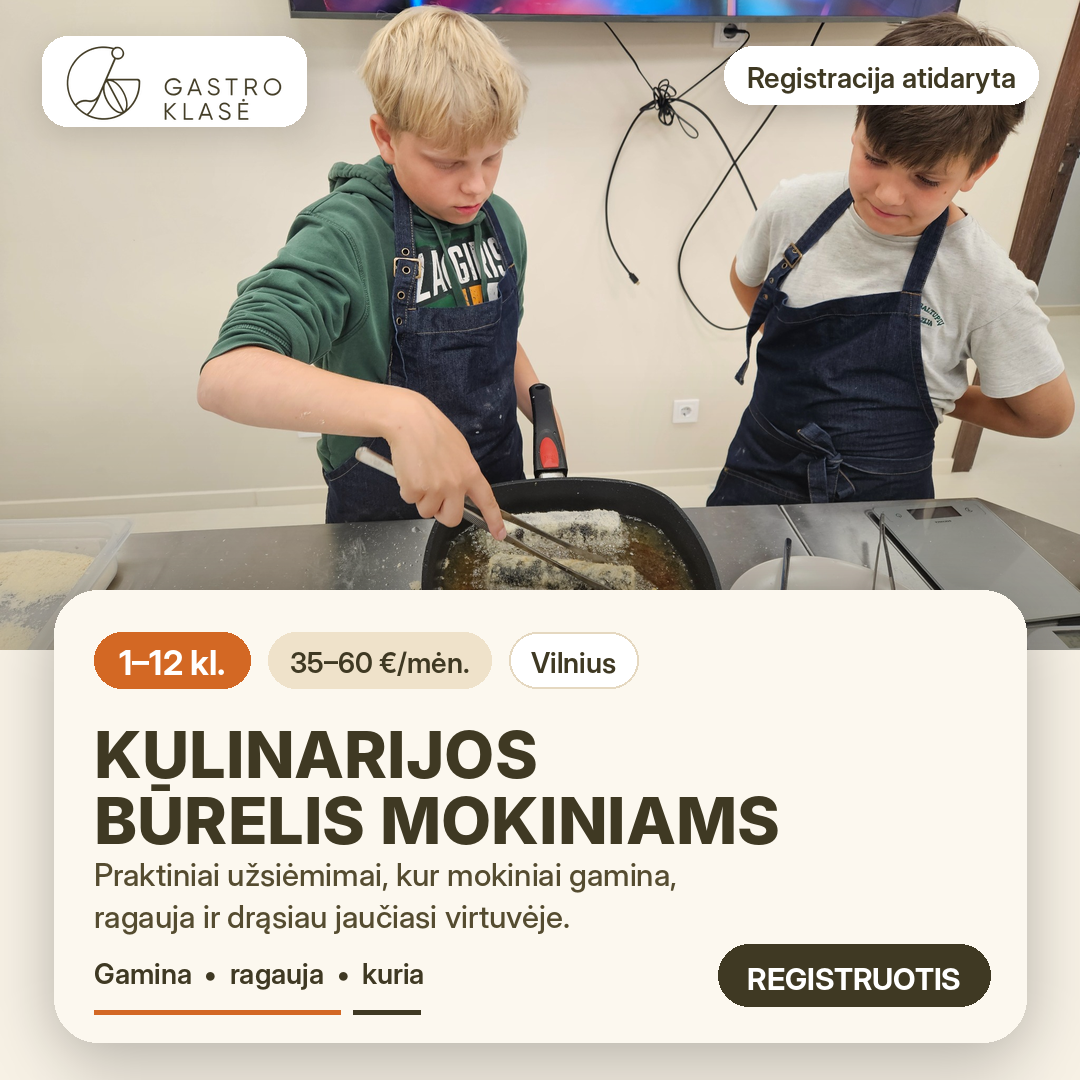 Gastro klasė Facebook ad: Kulinarijos būrelis vaikams Vilniuje