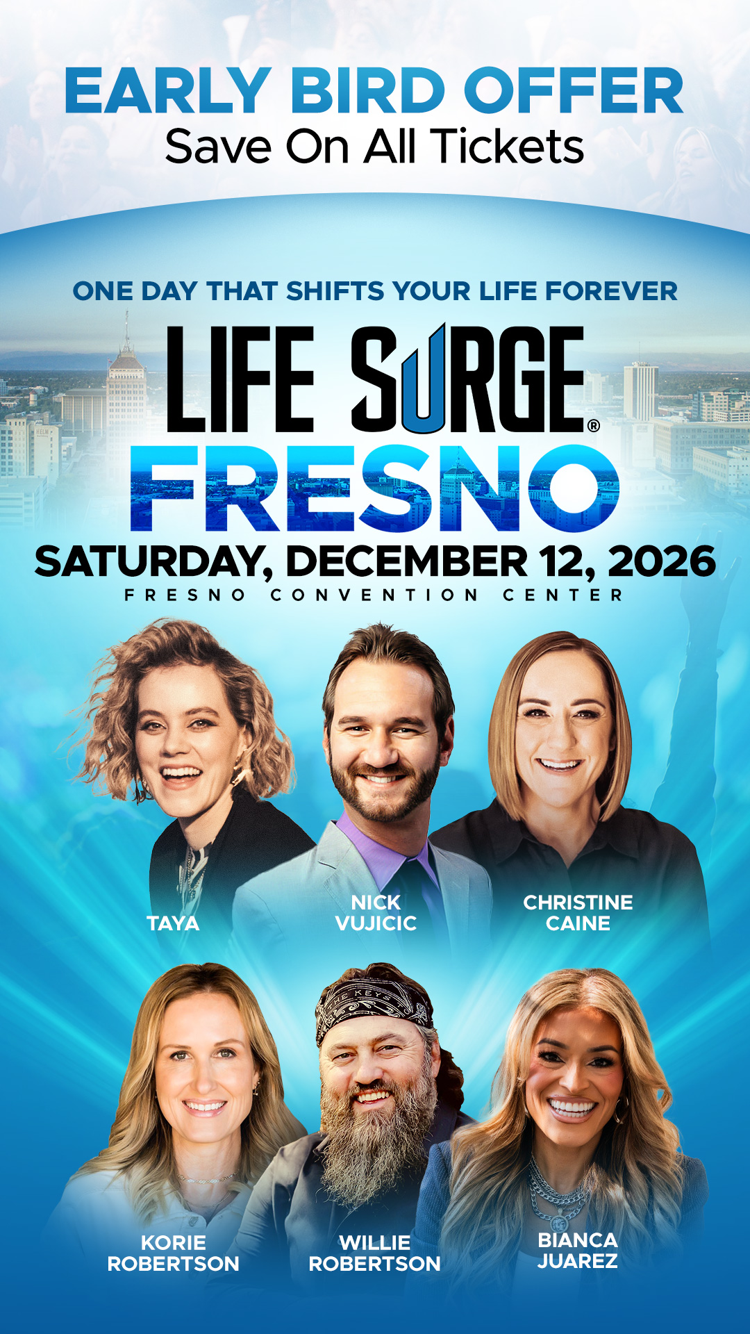 LIFE SURGE Facebook ad: Get Your Early Bird Tickets Today