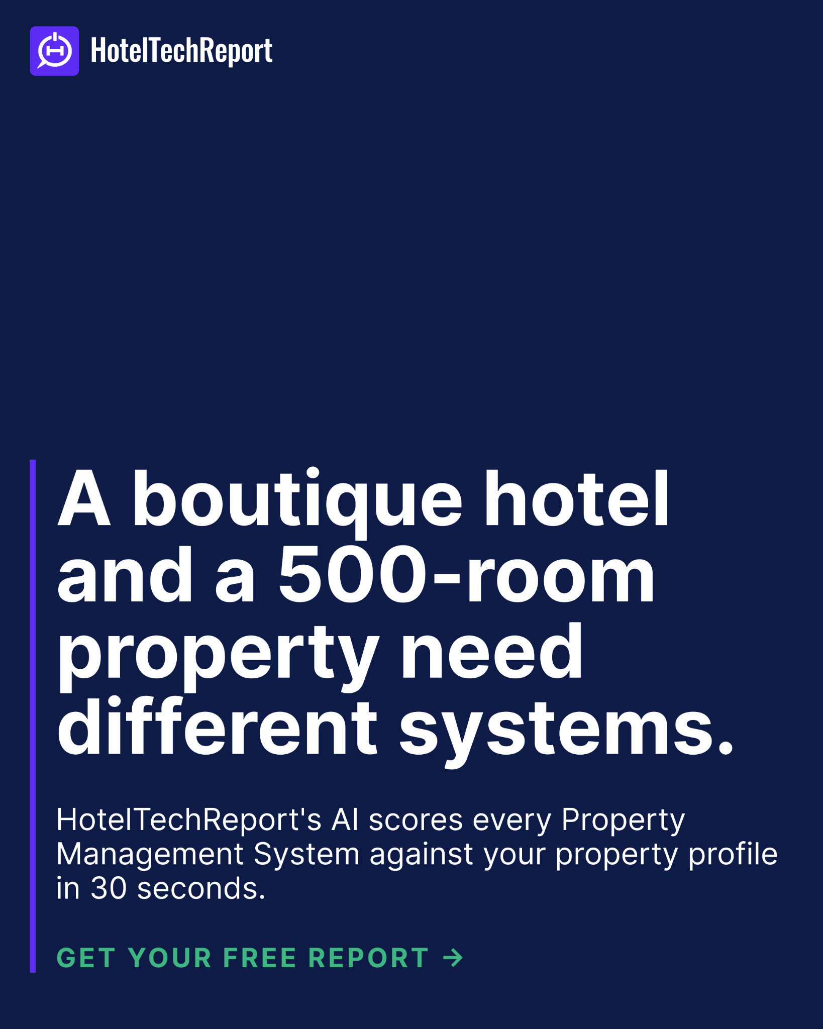 Hotel Tech Report Facebook ad: $5,000 Consultant Report, Now Free