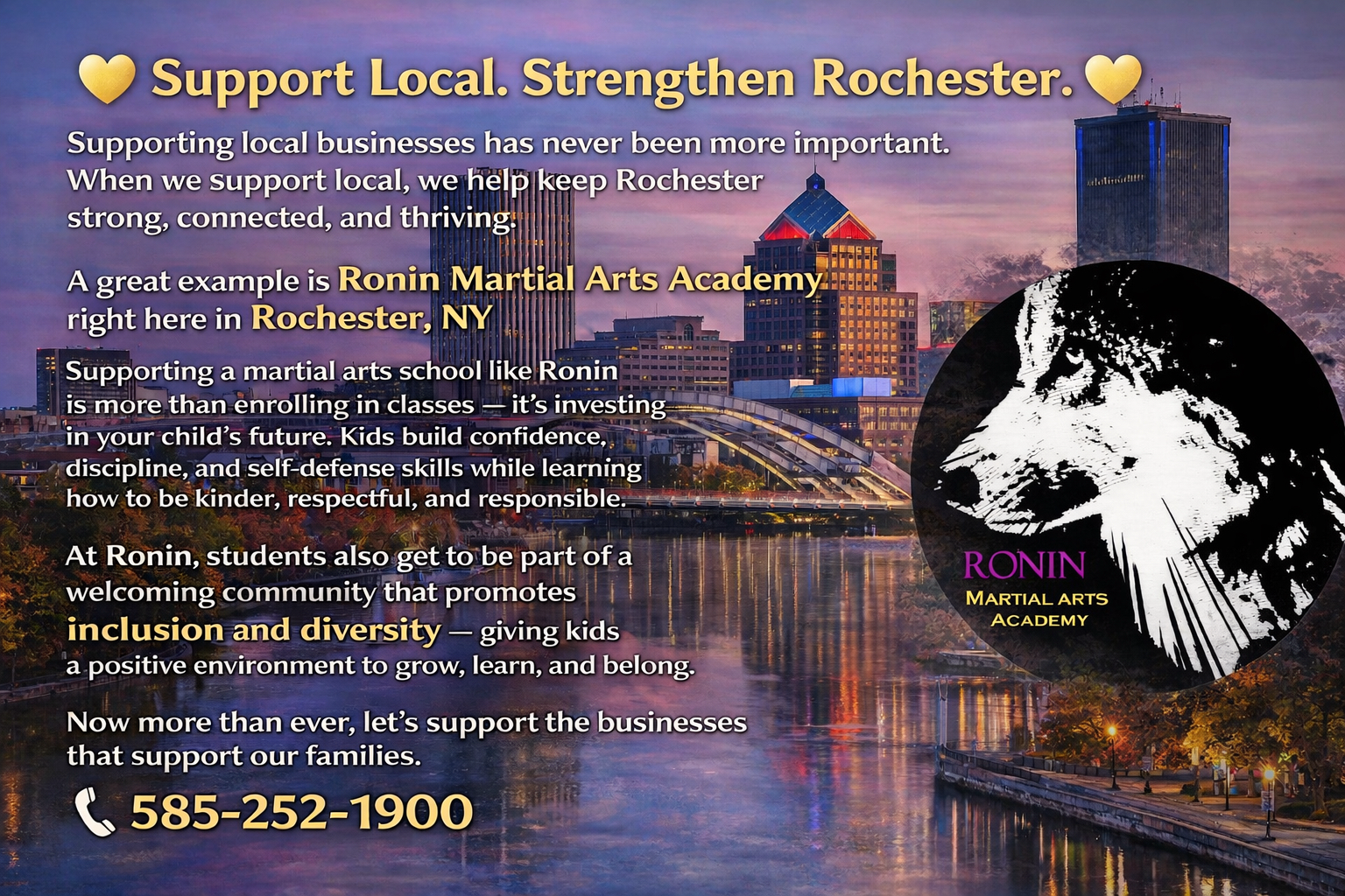 Ronin Martial Arts Academy Facebook ad: Chat in Messenger
