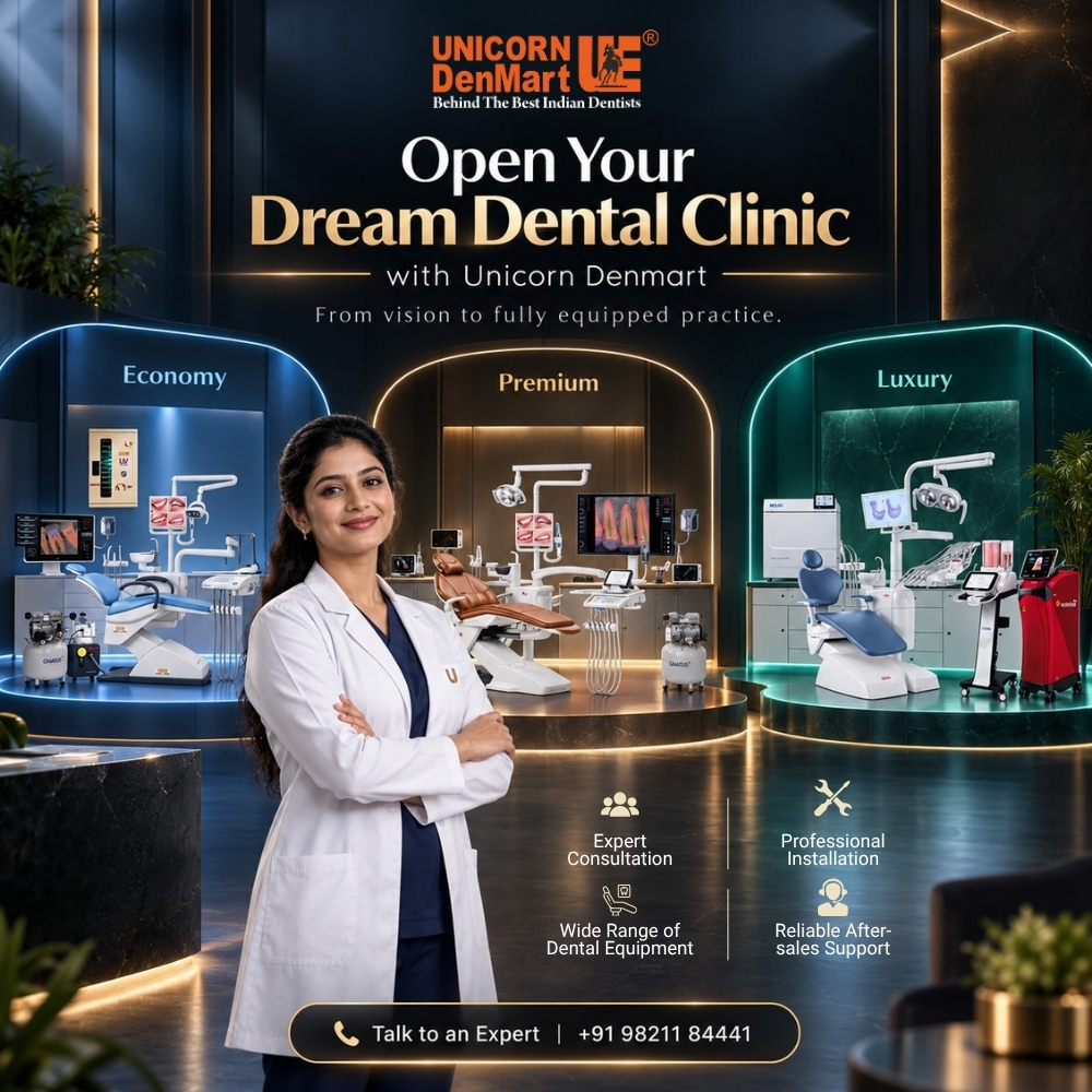 Unicorn Denmart Ltd. Facebook ad: Open Your Dream Dental Clinic with Unicorn Denmart