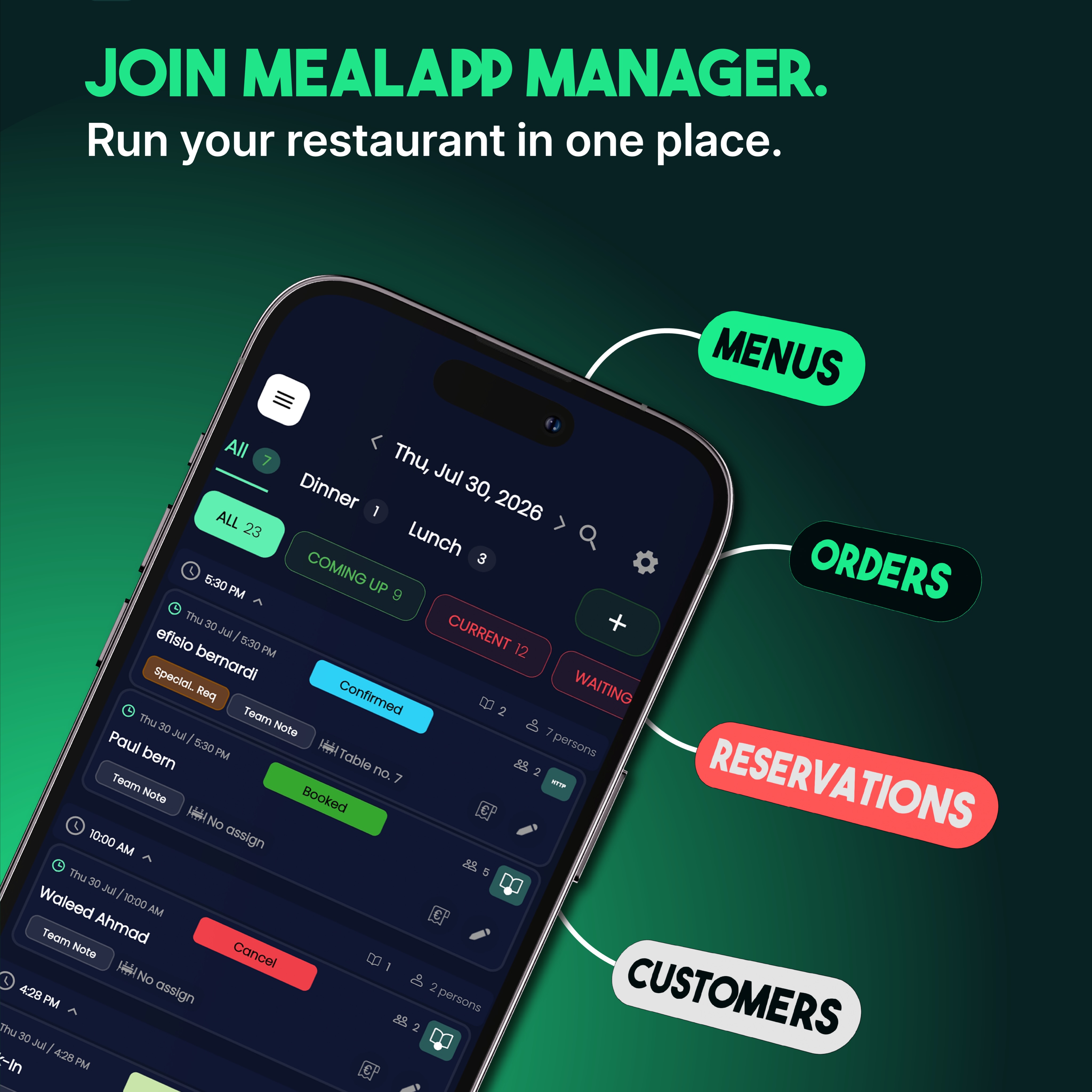 MealApp Facebook ad: Restaurant Reservations for €32/Month