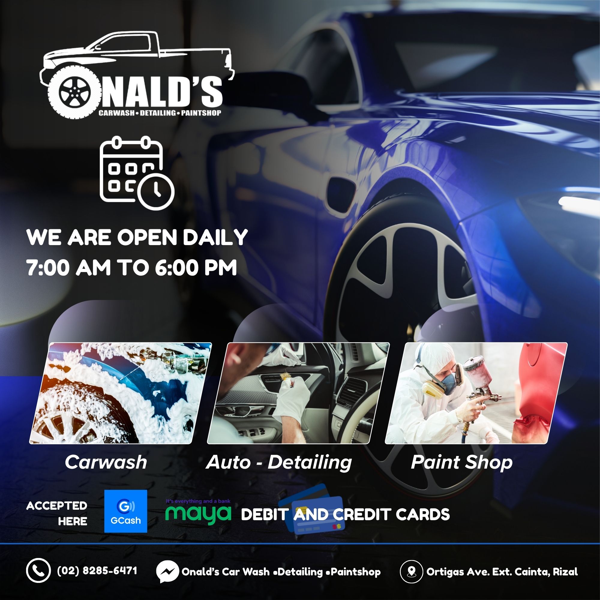 Onald's Car Wash • Detailing • Paintshop Facebook ad: Car Wash - Auto Detailing - Paintshop