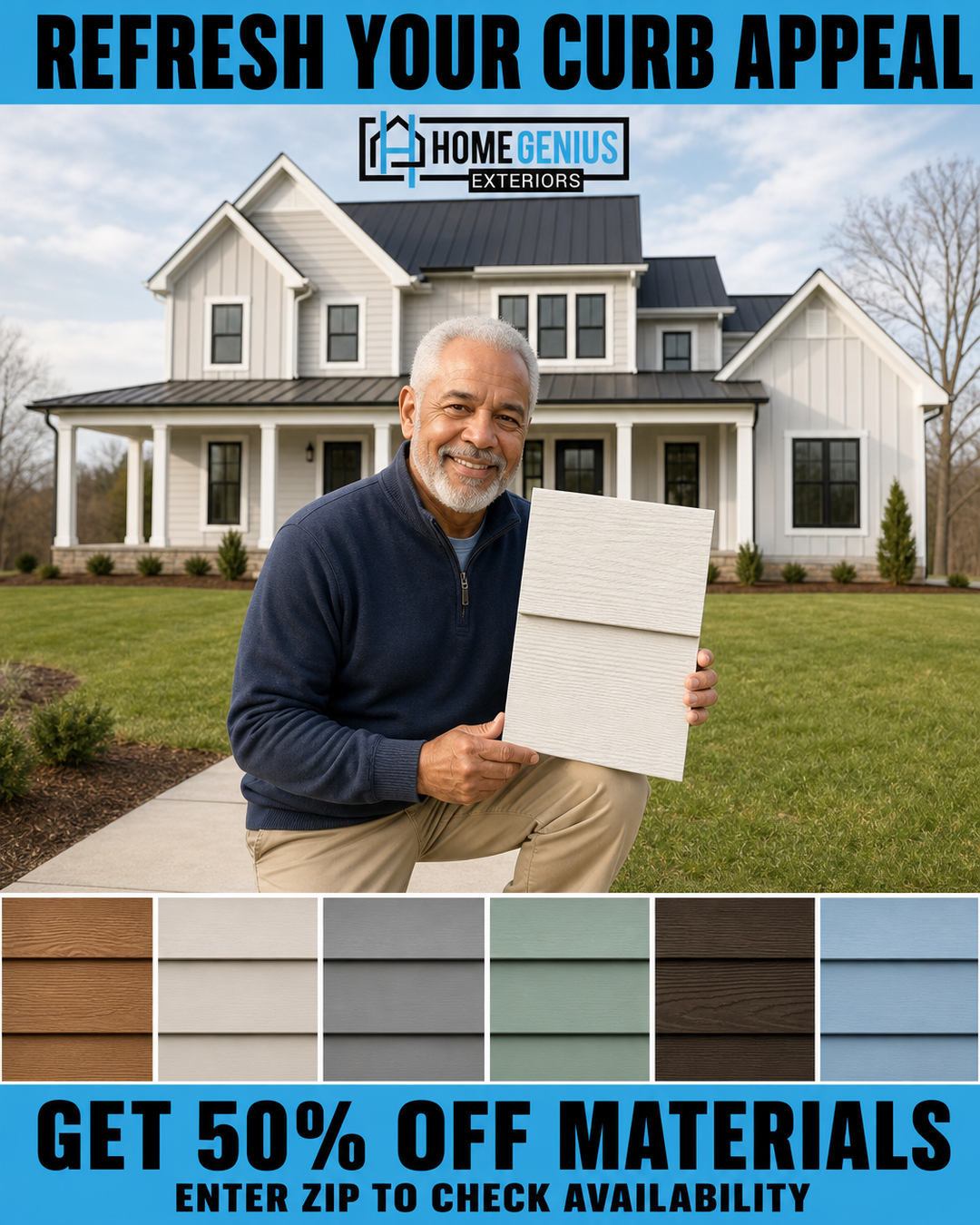 Home Genius Exteriors Facebook ad