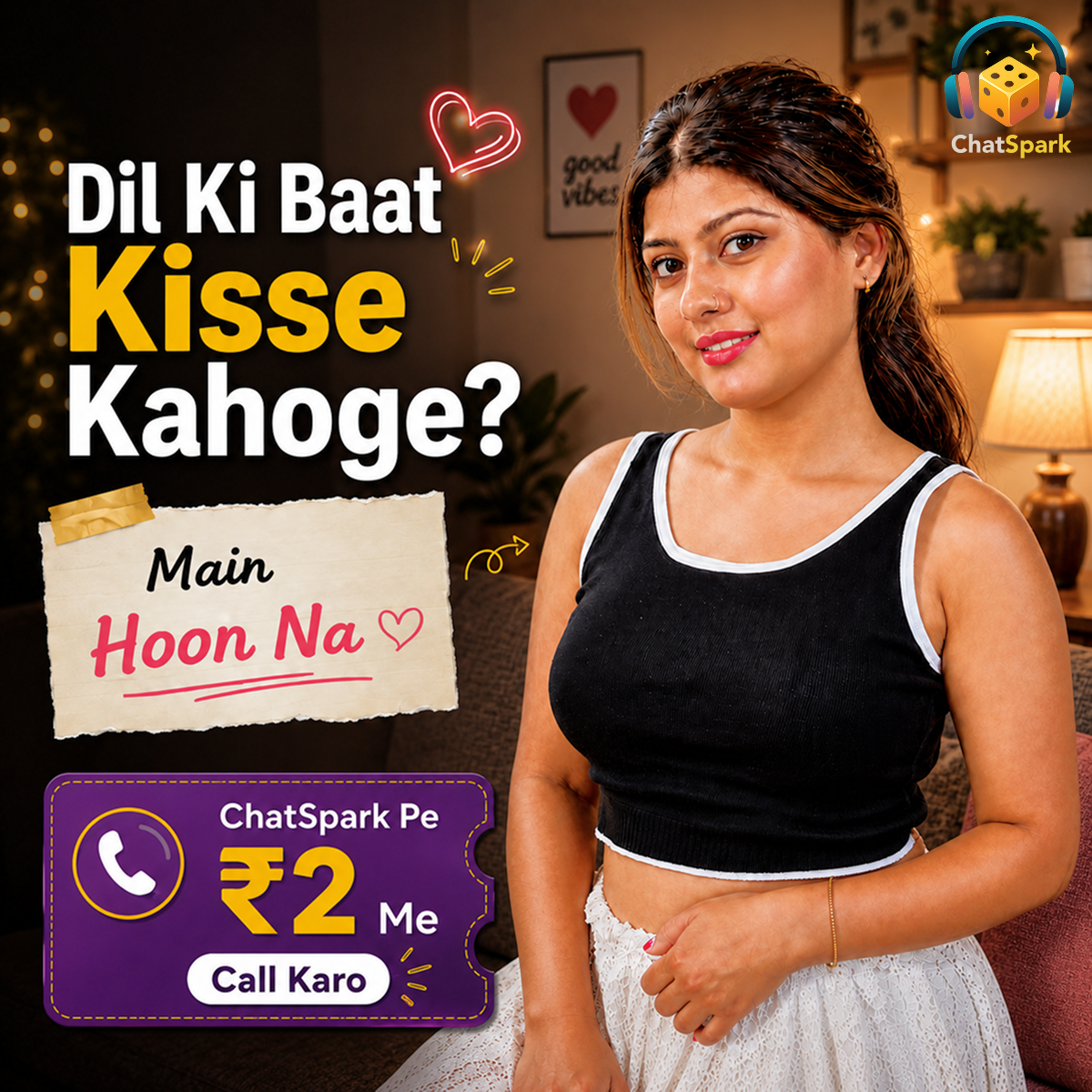 ChatSpark Hindi Facebook ad: One Chat. One Call. Better Mood.