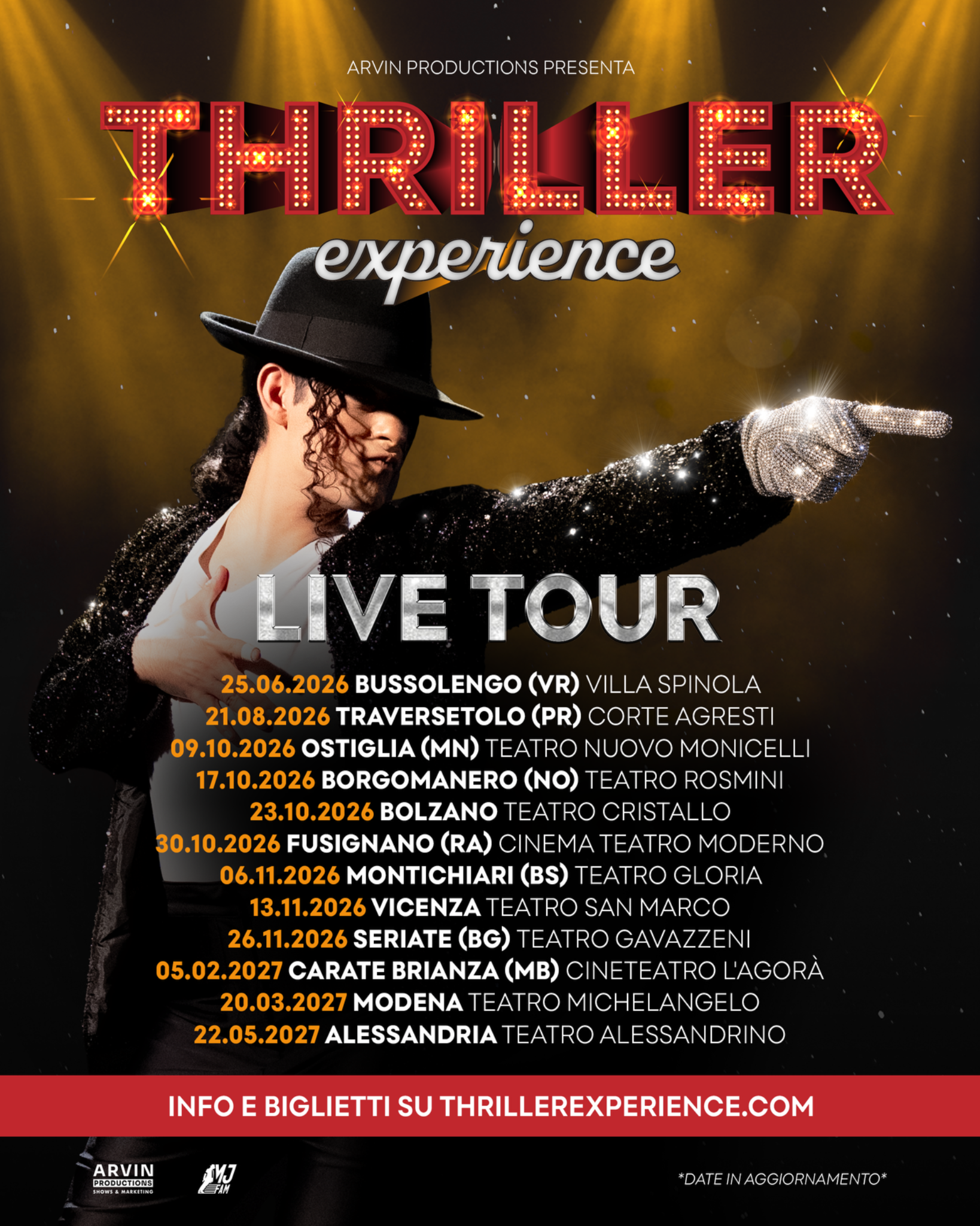 Thriller Experience Facebook ad: TOUR 2026-2027