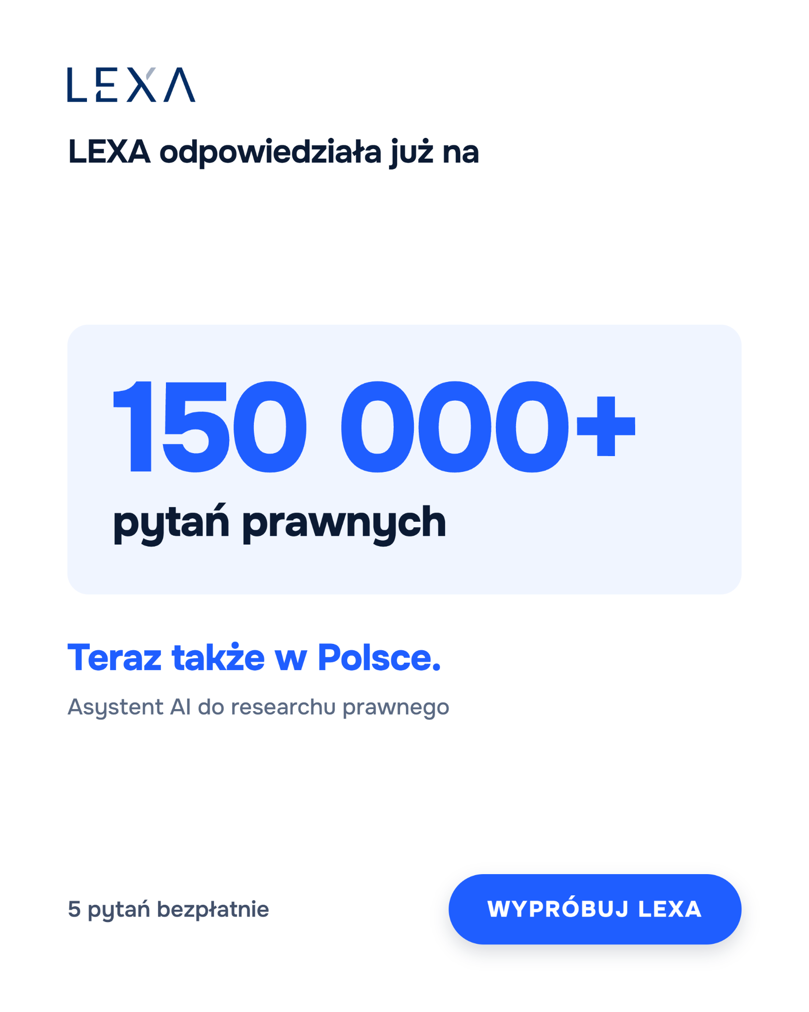 LEXA - AI Legal Research Assistant Facebook ad: Ponad 1,5 mln źródeł prawnych