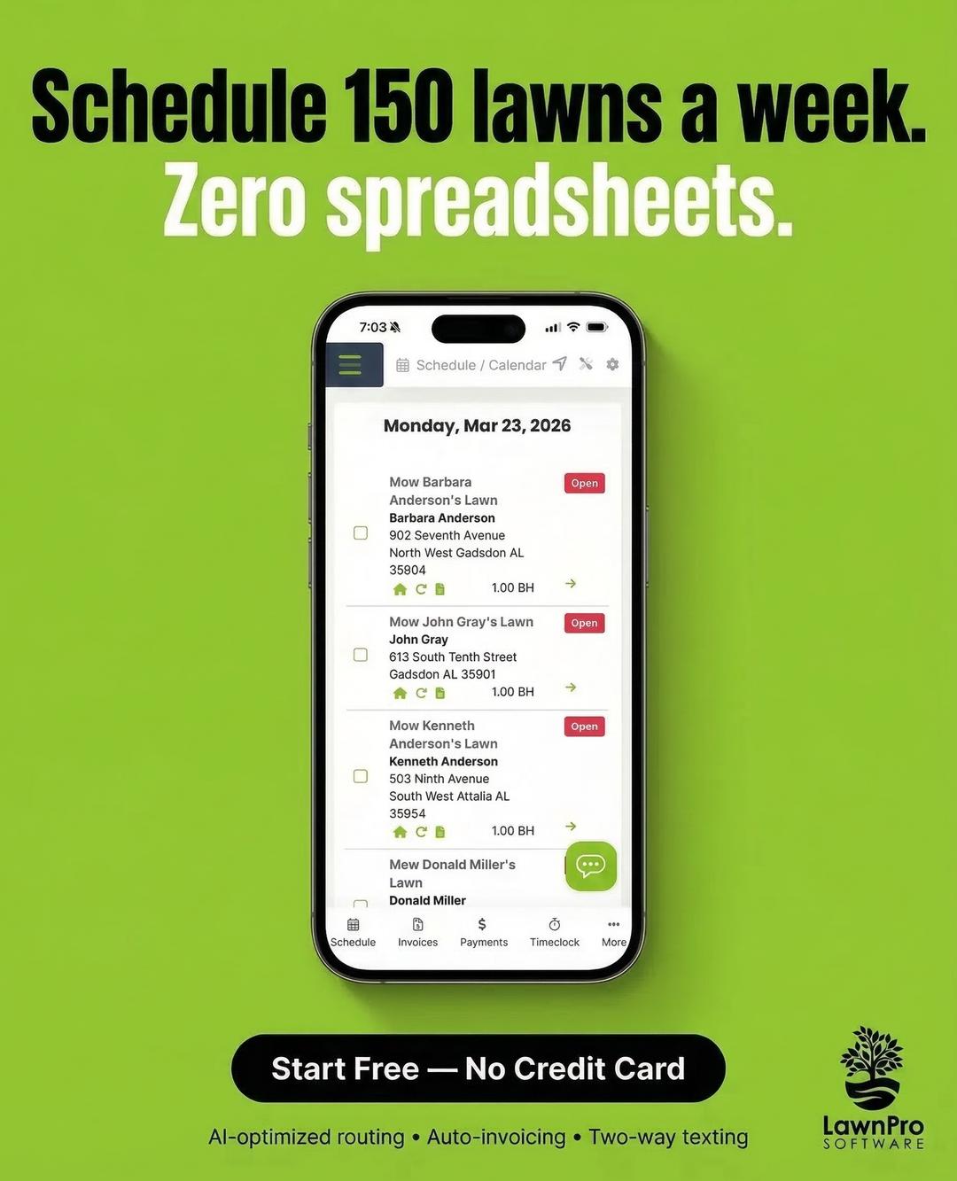 LawnPro Lawn Care Business Software Facebook ad