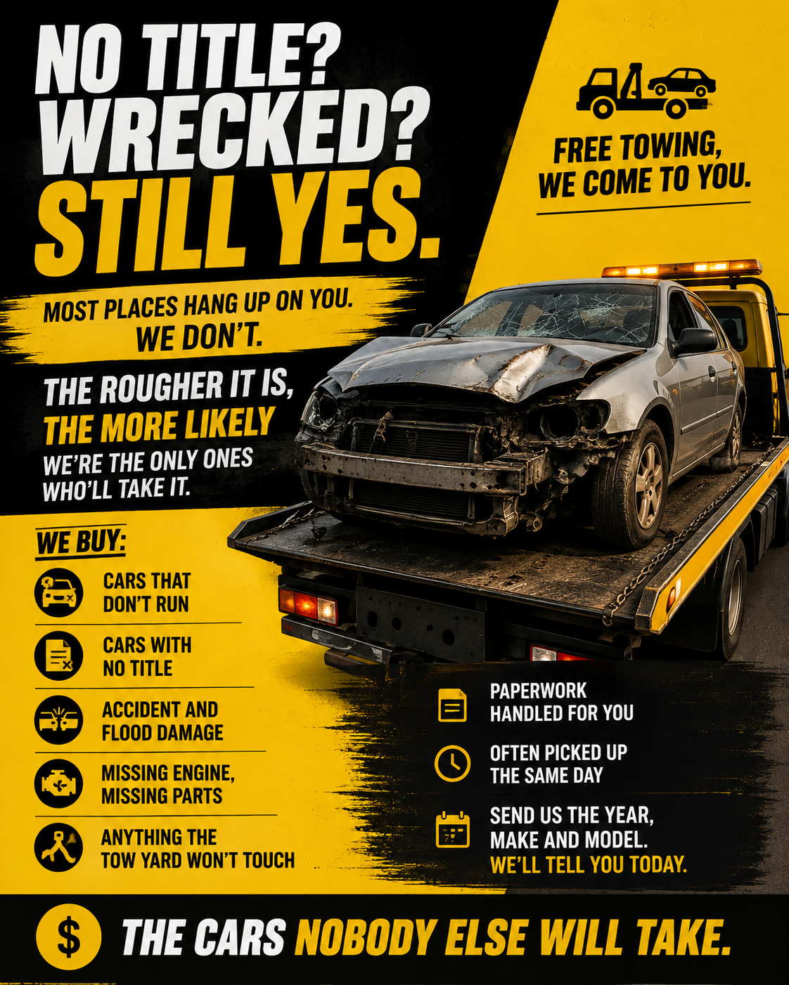 AutoVanish Facebook ad: No Title? Wrecked? Still Yes.