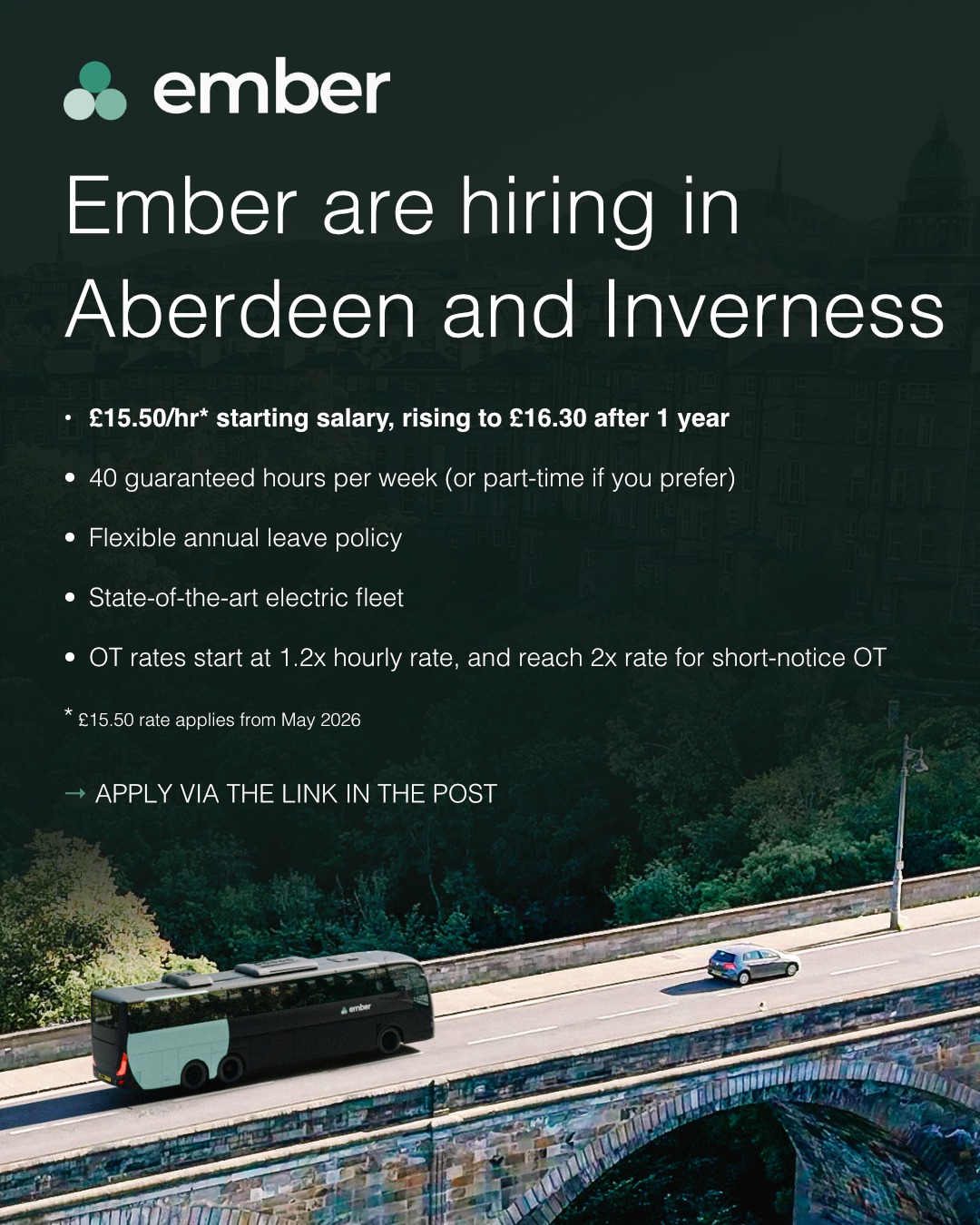 Ember Facebook ad: Ember are hiring drivers in Aberdeen and Inverness!