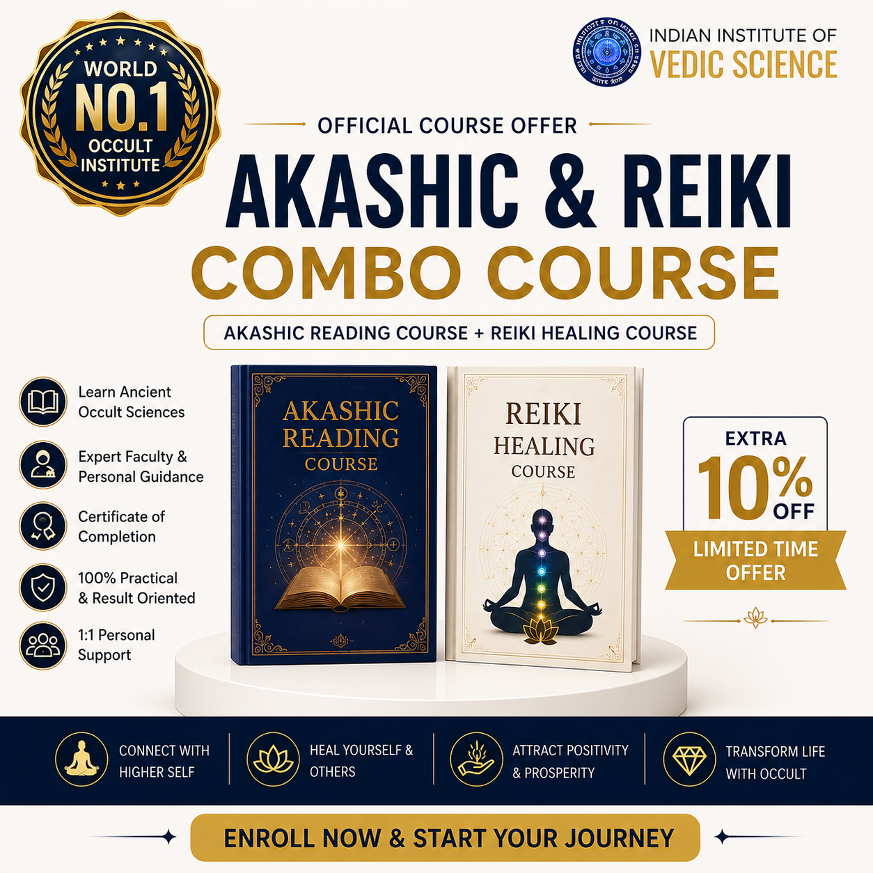 IIVS - Indian Institute Of Vedic Science Facebook ad: One Enrollment. Two Powerful Certifications.