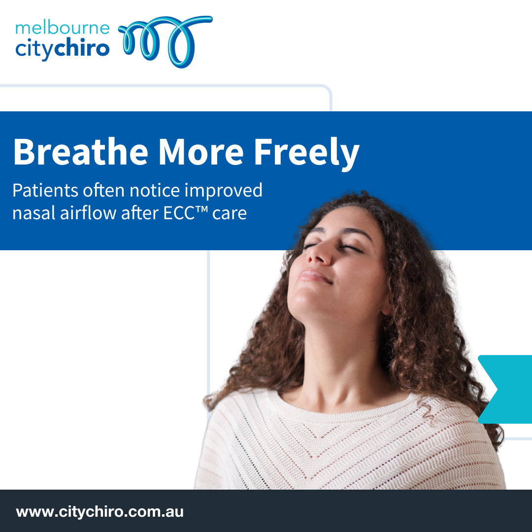 Melbourne City Chiropractic Facebook ad: Struggling with nasal breathing, sinus pressure, or head…