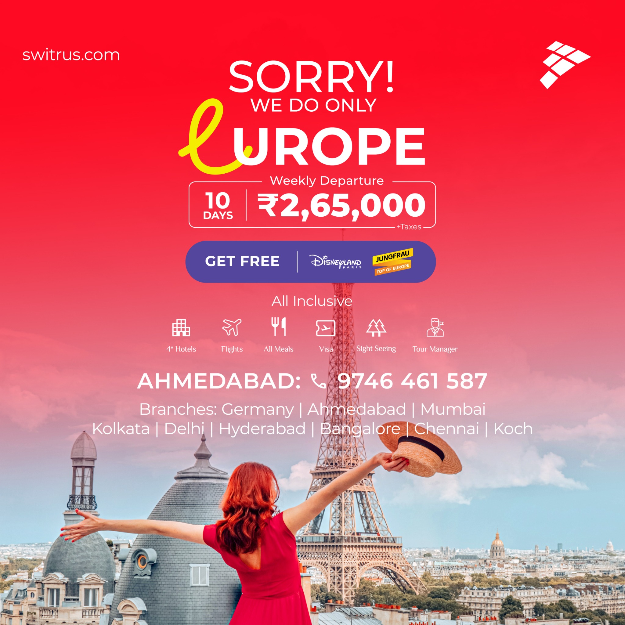 Switrus Holidays PVT LTD Facebook ad: Explore Europe with our 10-16 Day All-Inclusive Tours