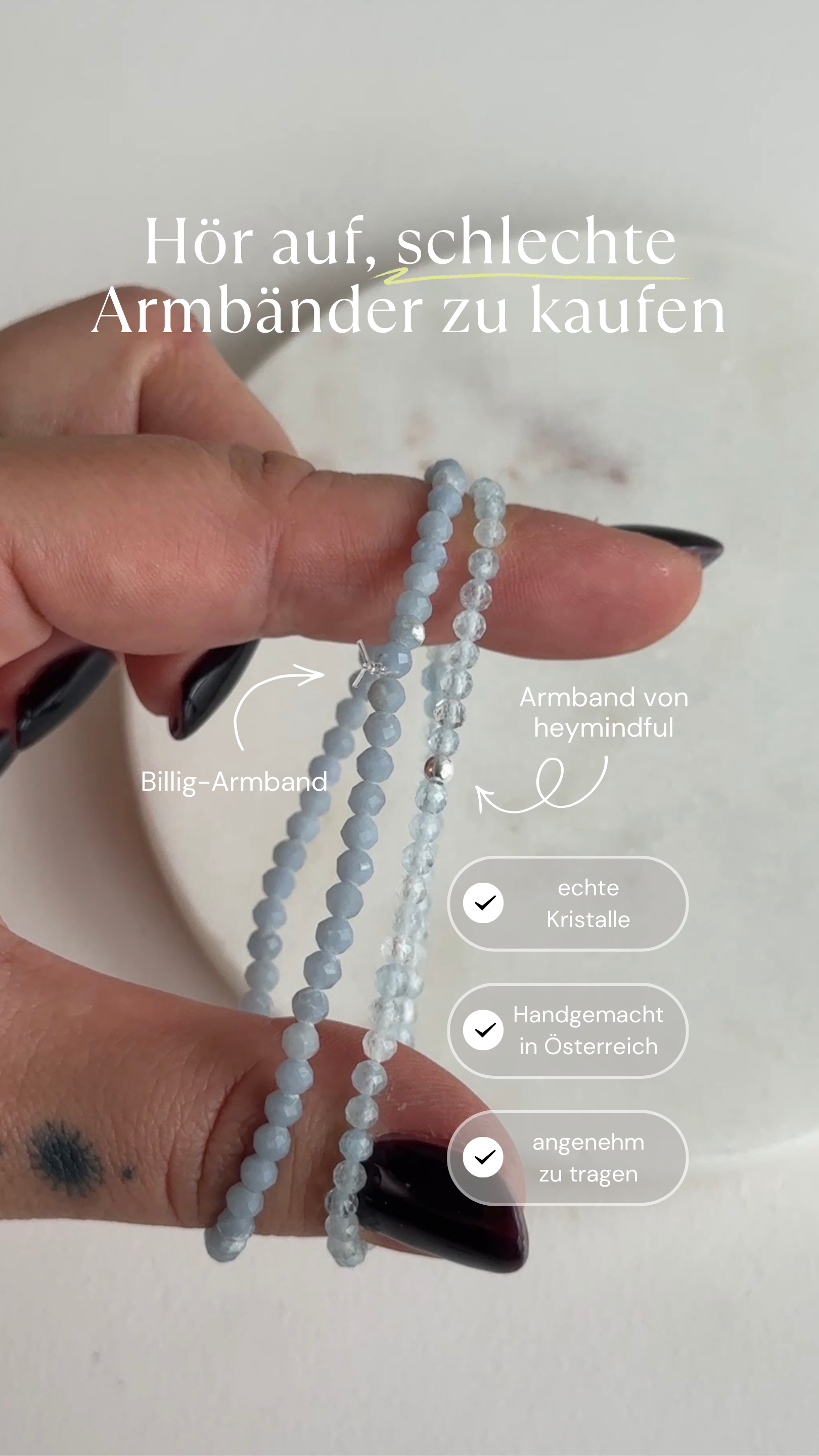 Heymindful - Online Store Facebook ad: Schluss mit Billig-Schmuck