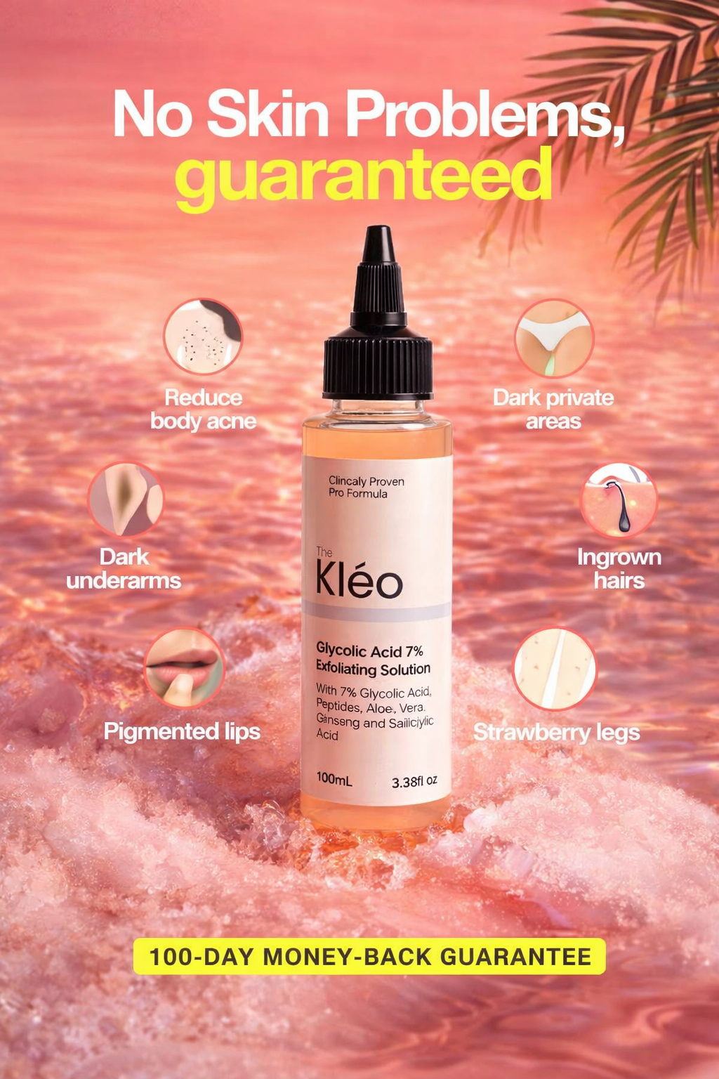 Kleo Skincare Facebook ad: 100 DAYS REFUND POLICY