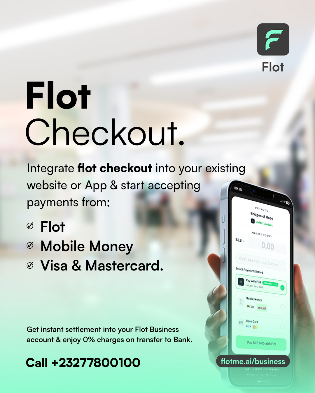 Flot Facebook ad: Introducing Flot Checkout.