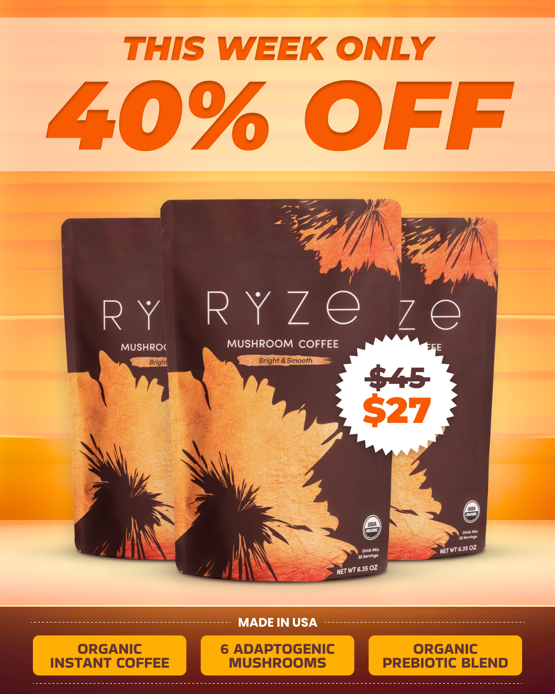 RYZE Superfoods Facebook ad